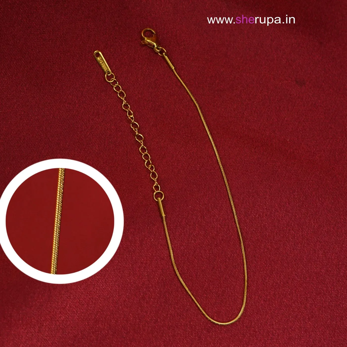 Gold Tone Stainless Steel Kids Anklet | Adjustable 17–22 cm | 1 Pair (2 Anklets)