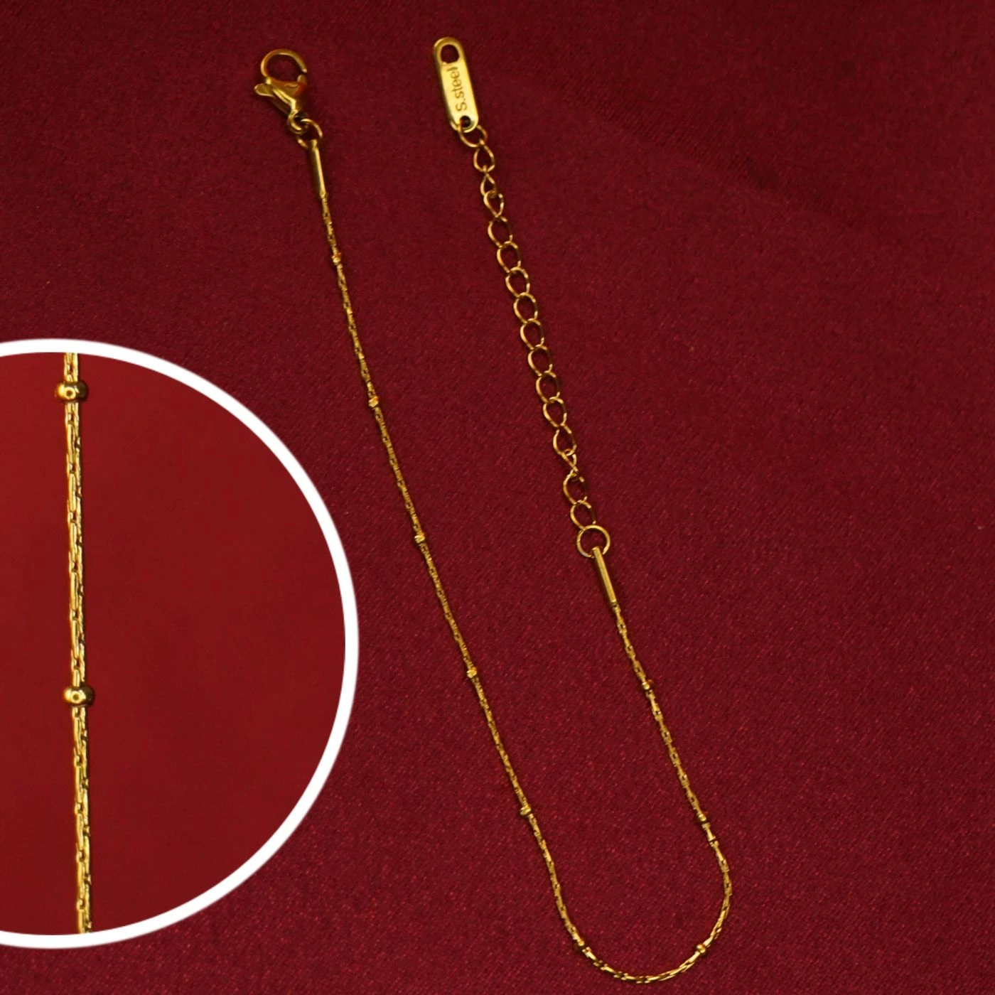 Gold Tone Stainless Steel Kids Anklet | Adjustable 17–22 cm | 1 Pair (2 Anklets)