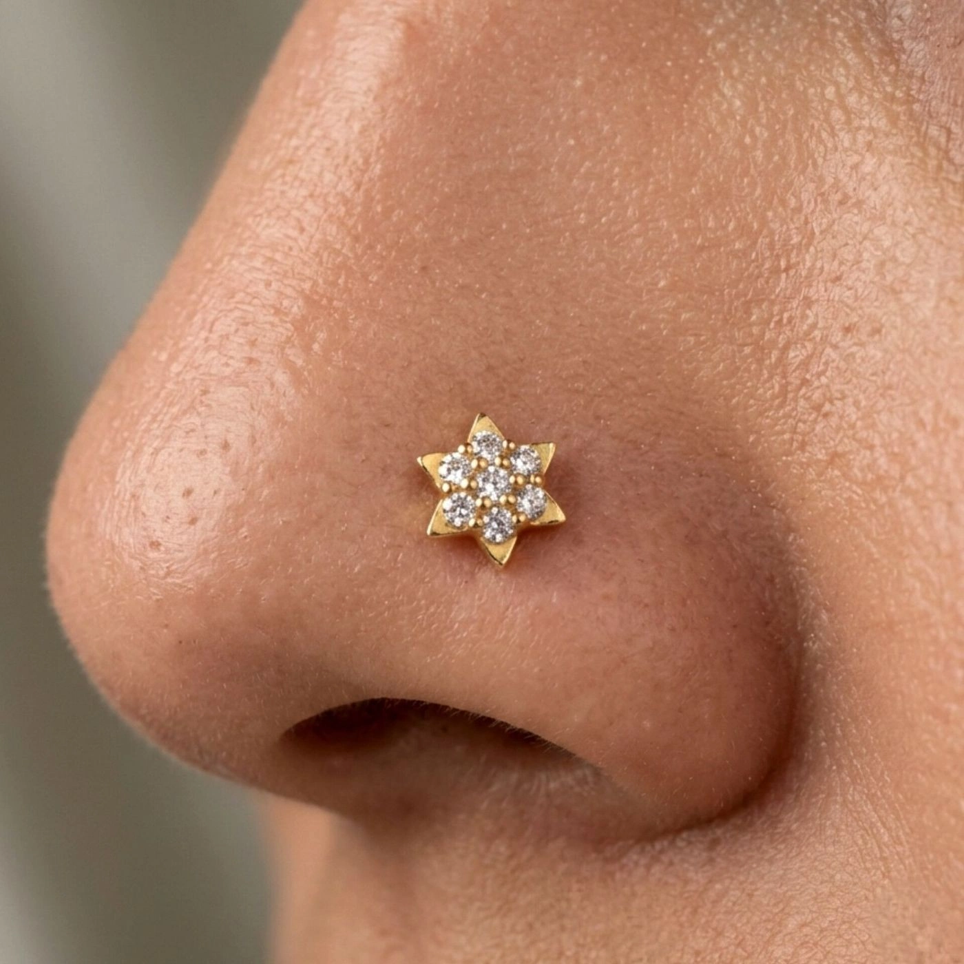 Gold Tone Nose Stud for Women – Design 3