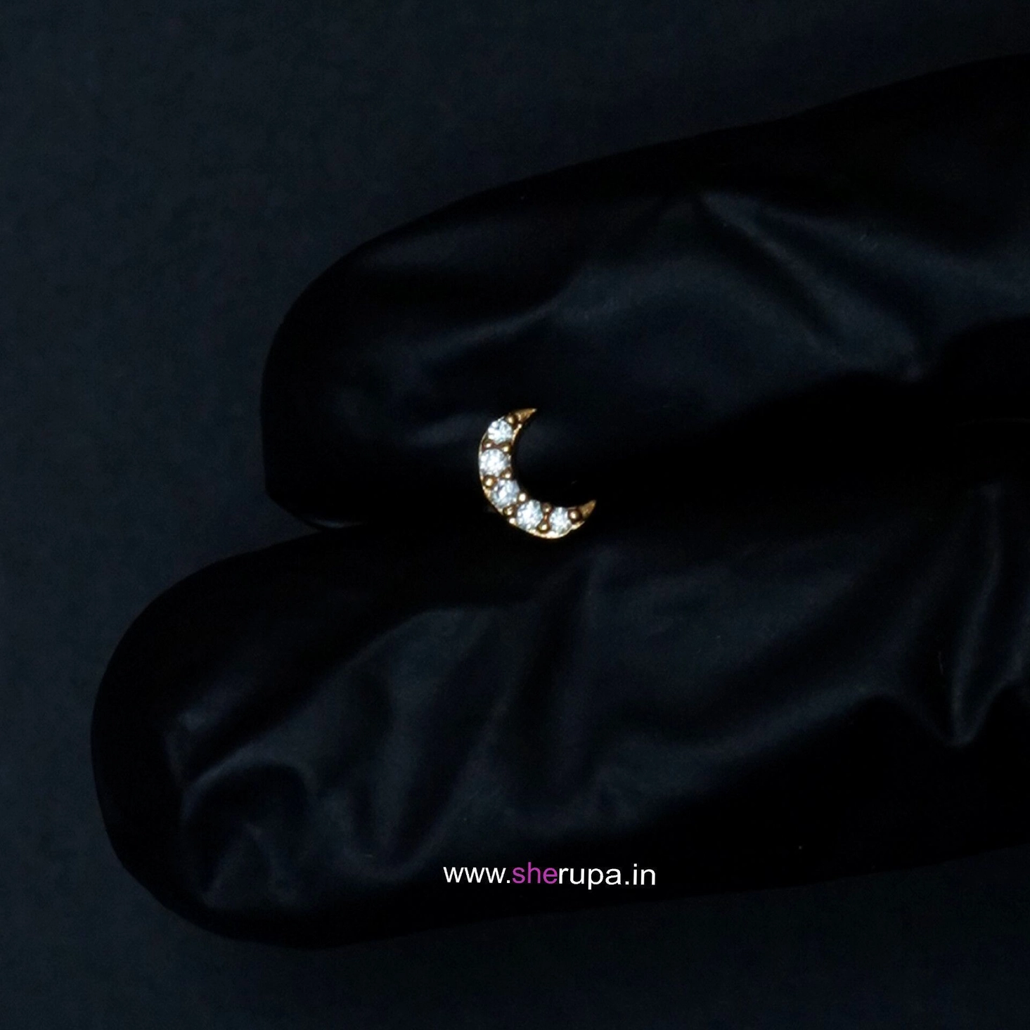 Half Moon | Gold Tone Nose Stud for Women – Design 4
