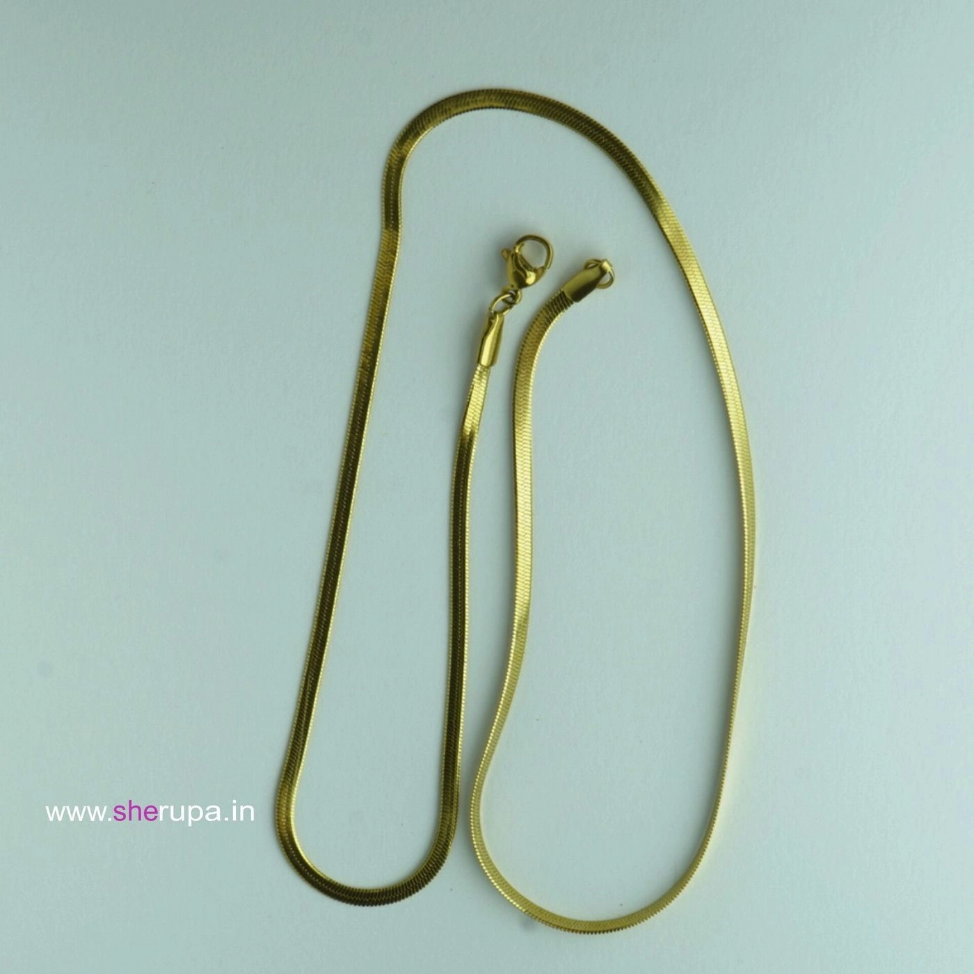 Stainless Steel  Gold Tone Snake Chain Necklace