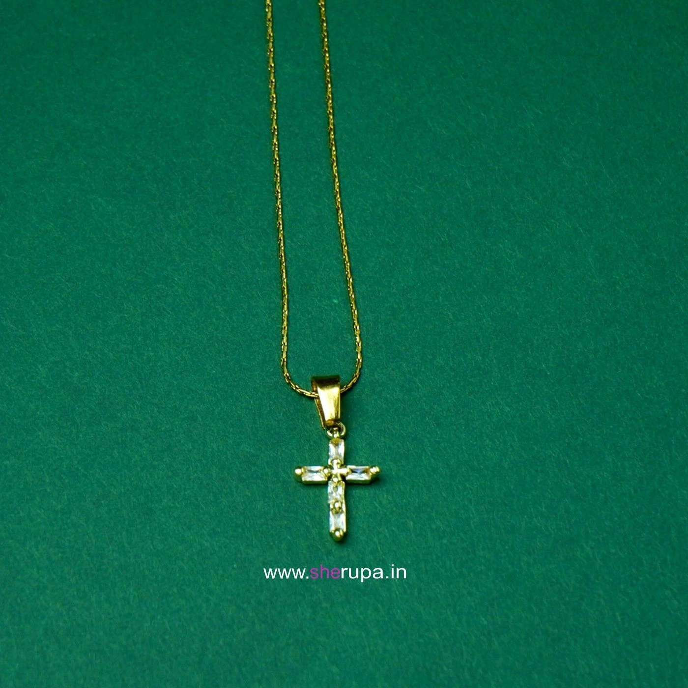 Stainless Steel  Gold Tone Cross Pendant 2
