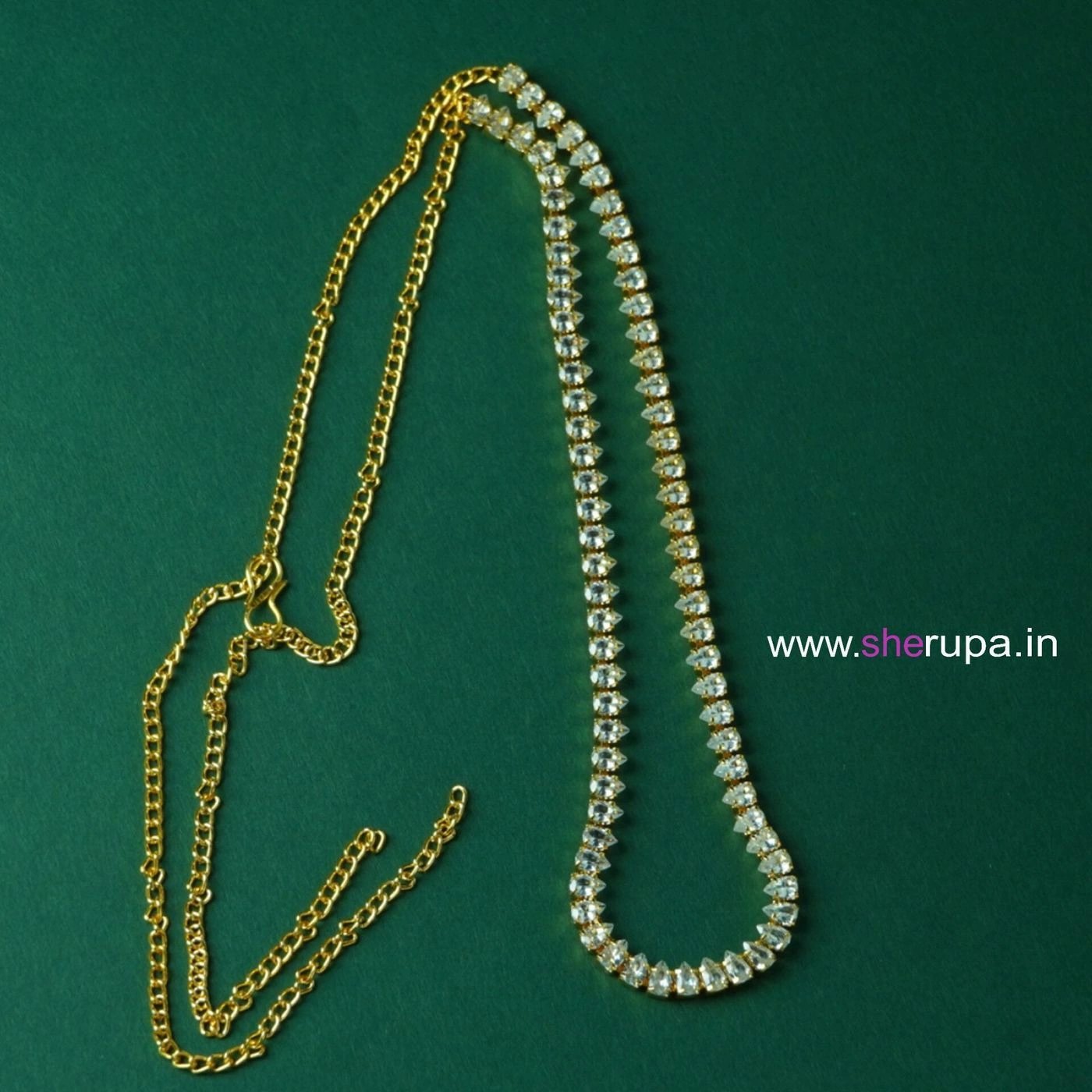 Gold Tone Stone Aranjanam – Stylish Waist Chain for Women