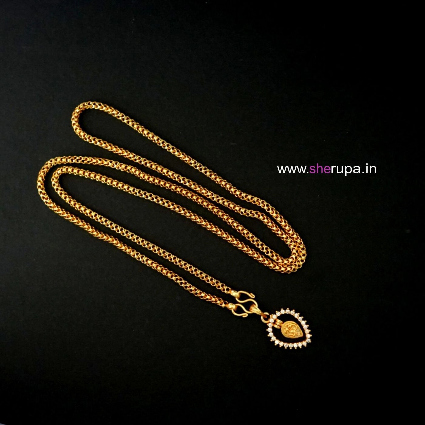 Gold Tone Hindu Thali & Chain Necklace Set – Traditional Wedding Jewellery