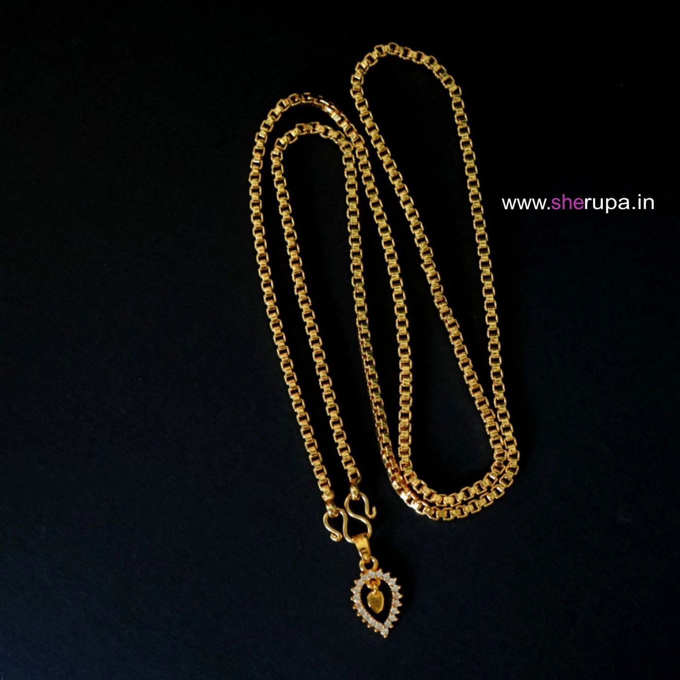 Gold Tone Thali & Chain Necklace Set – Traditional Design for Wedding & Daily Wear