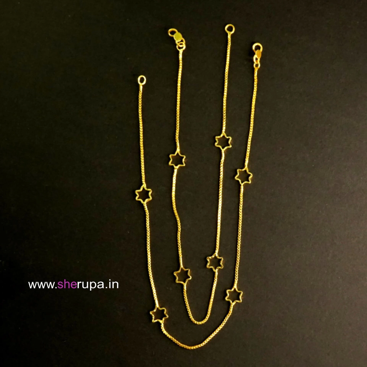 Gold Tone Star Design Padasaram – Stylish Anklet for Women