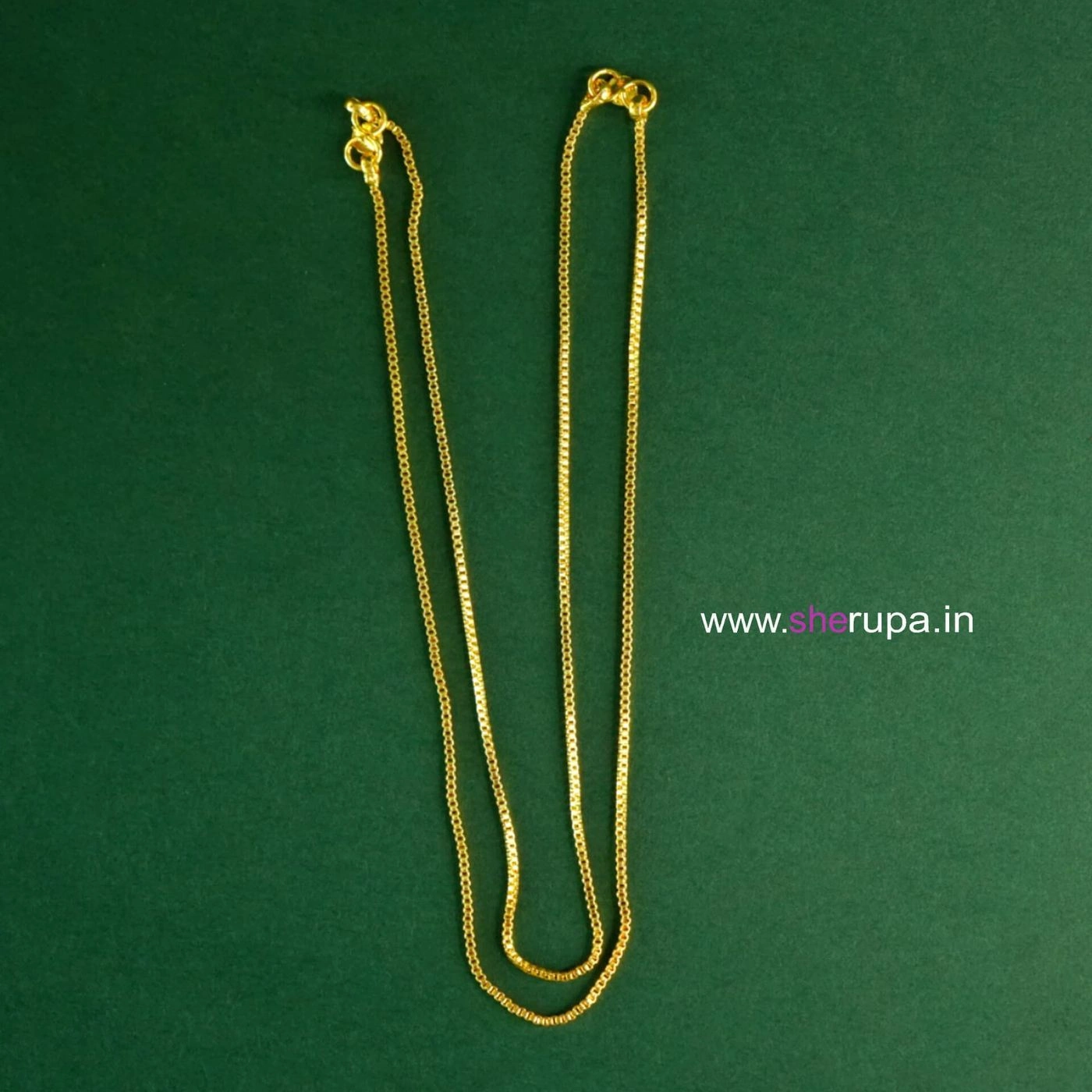 Thin Gold Tone Box Chain Anklet – 1 Pair (2 Anklets) 1