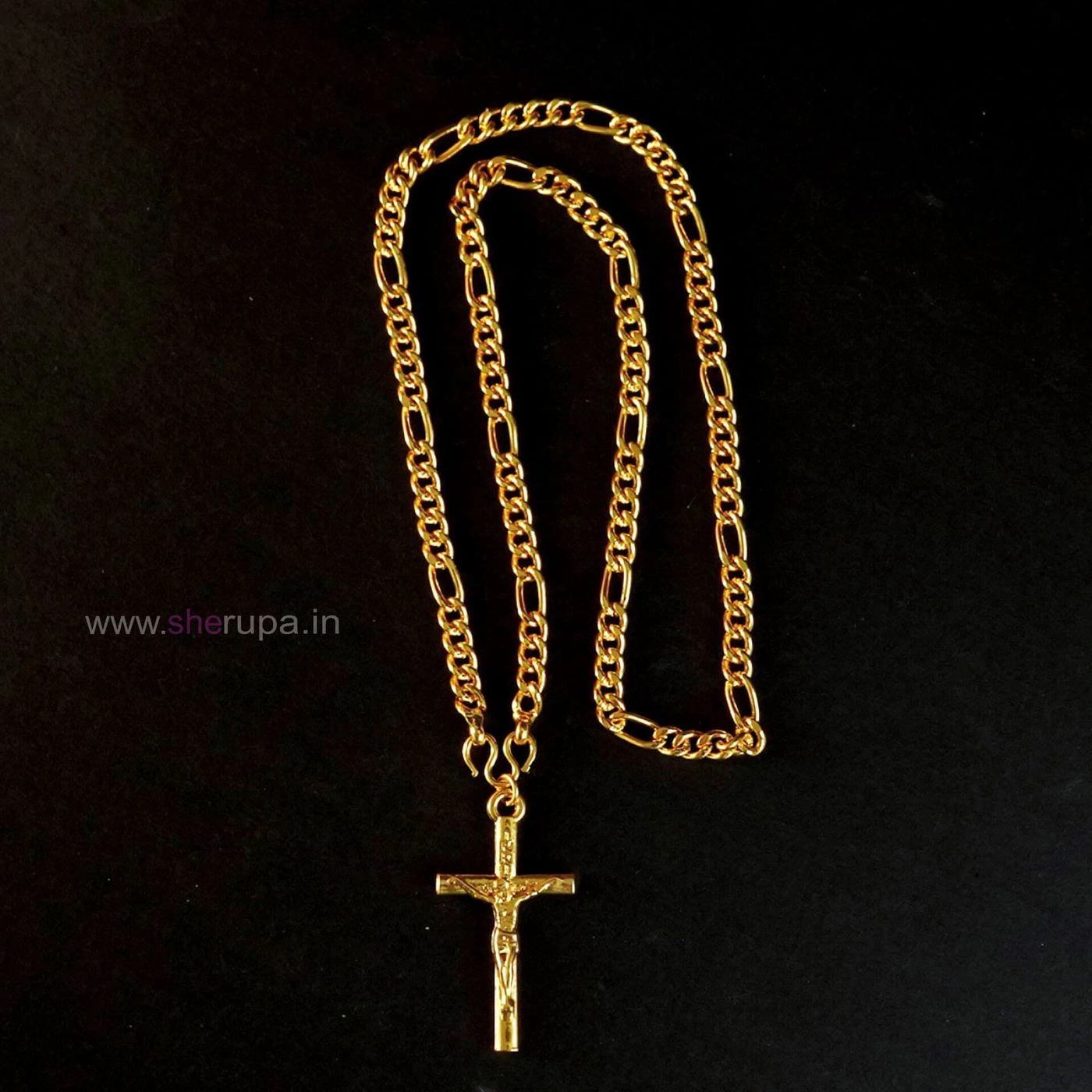 18 Inch Gold Tone Cross Pendant Necklace | Cross Necklace for Men & Women