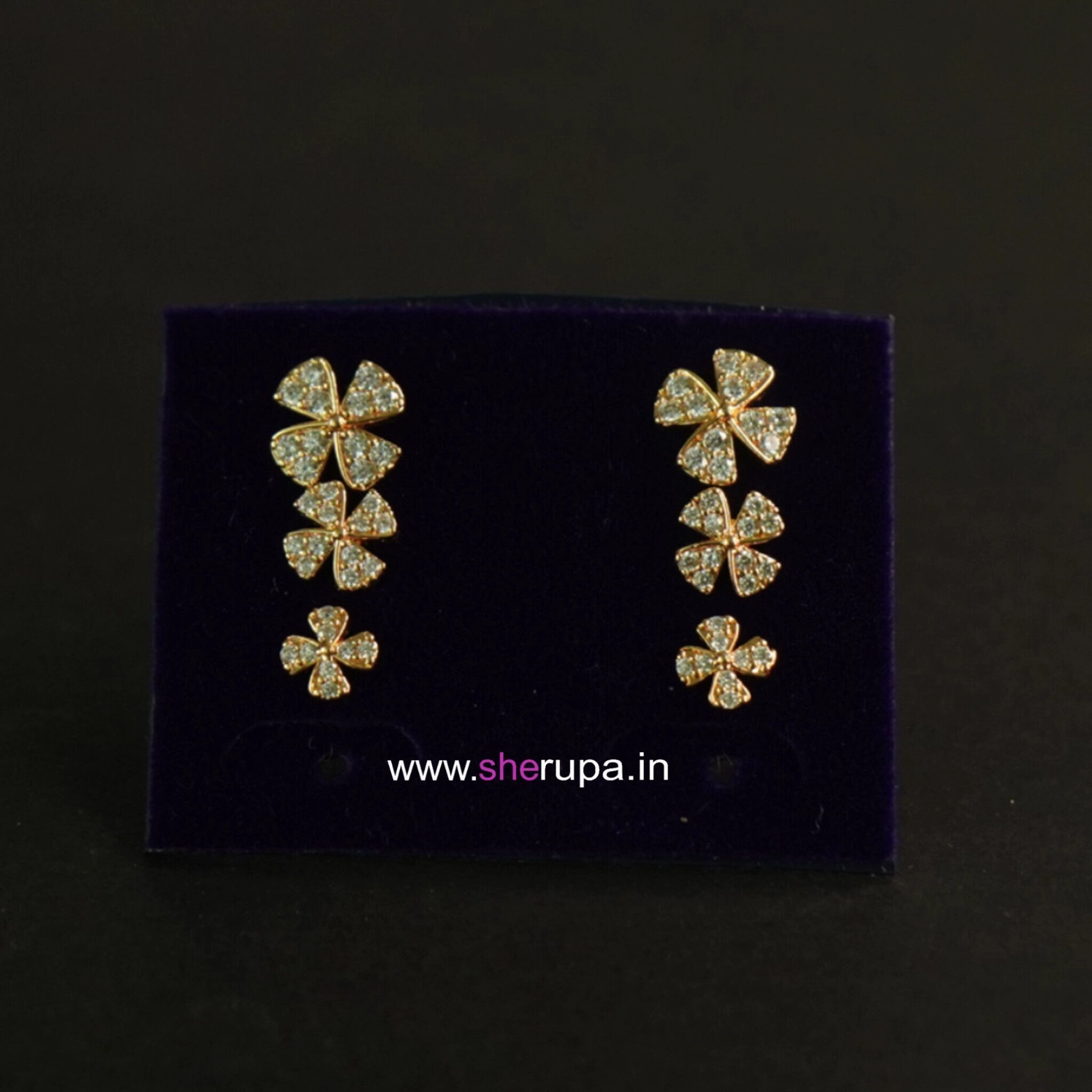 Floral Stud Earrings Set – 3 Pairs in Different Sizes