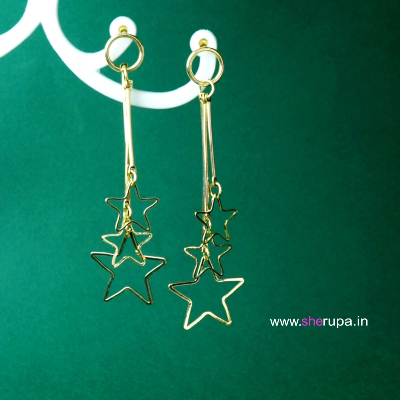 Star-Shaped Long Drop Earrings