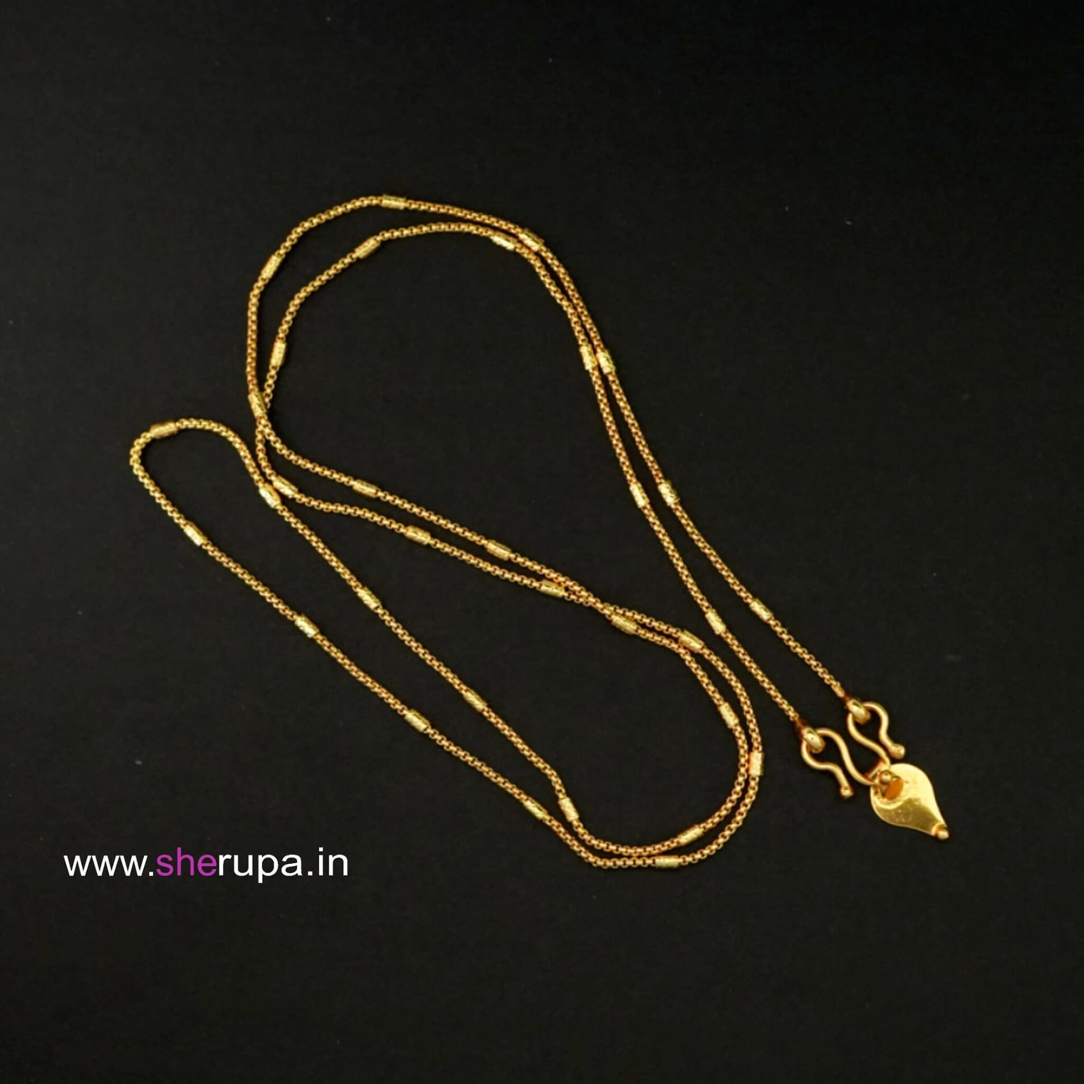Gold Tone Thali & Chain Necklace Set – Traditional Design