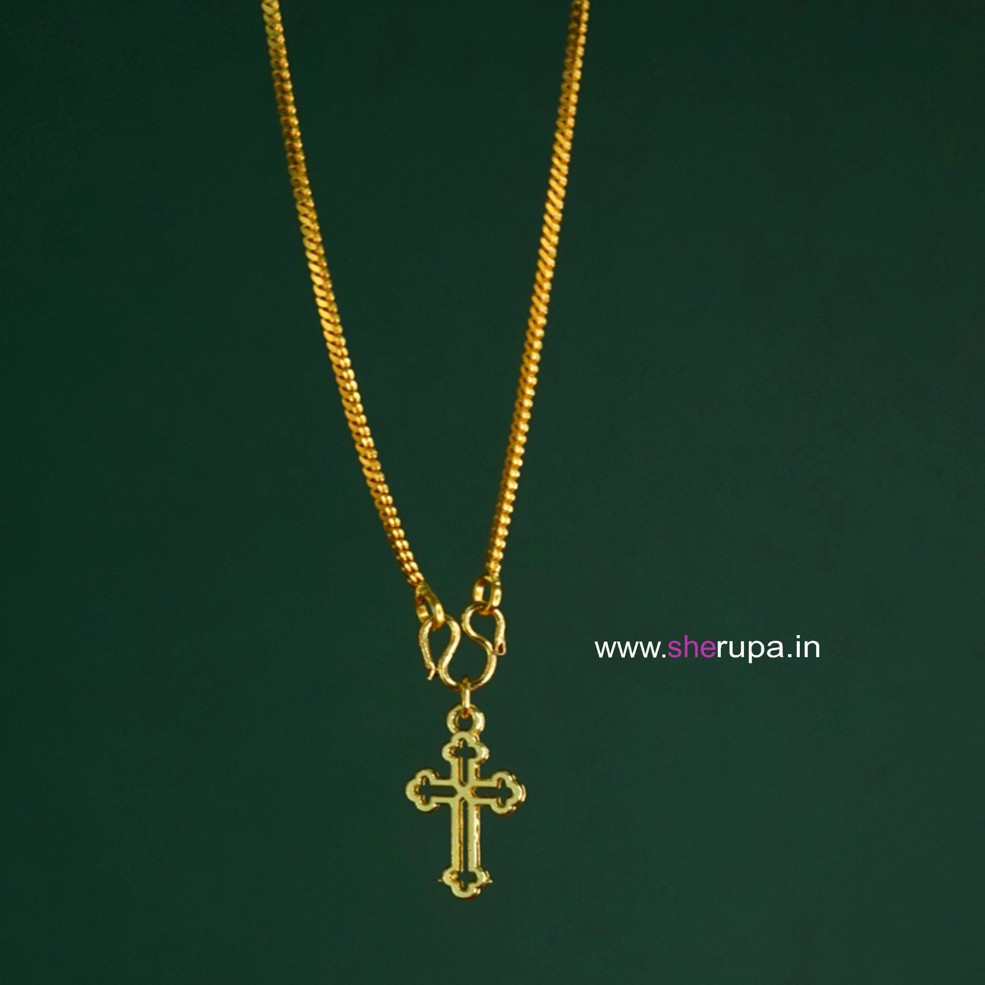Golden Tone Traditional Chain with Cross