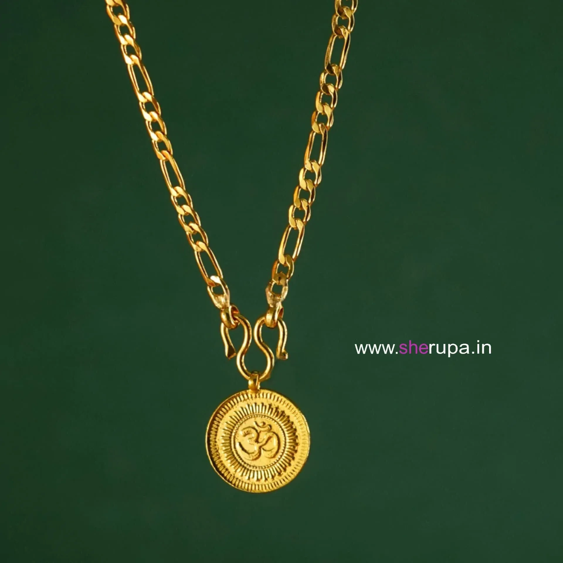 Gold Tone Om Pendant Chain for Men & Women – 18 Inch