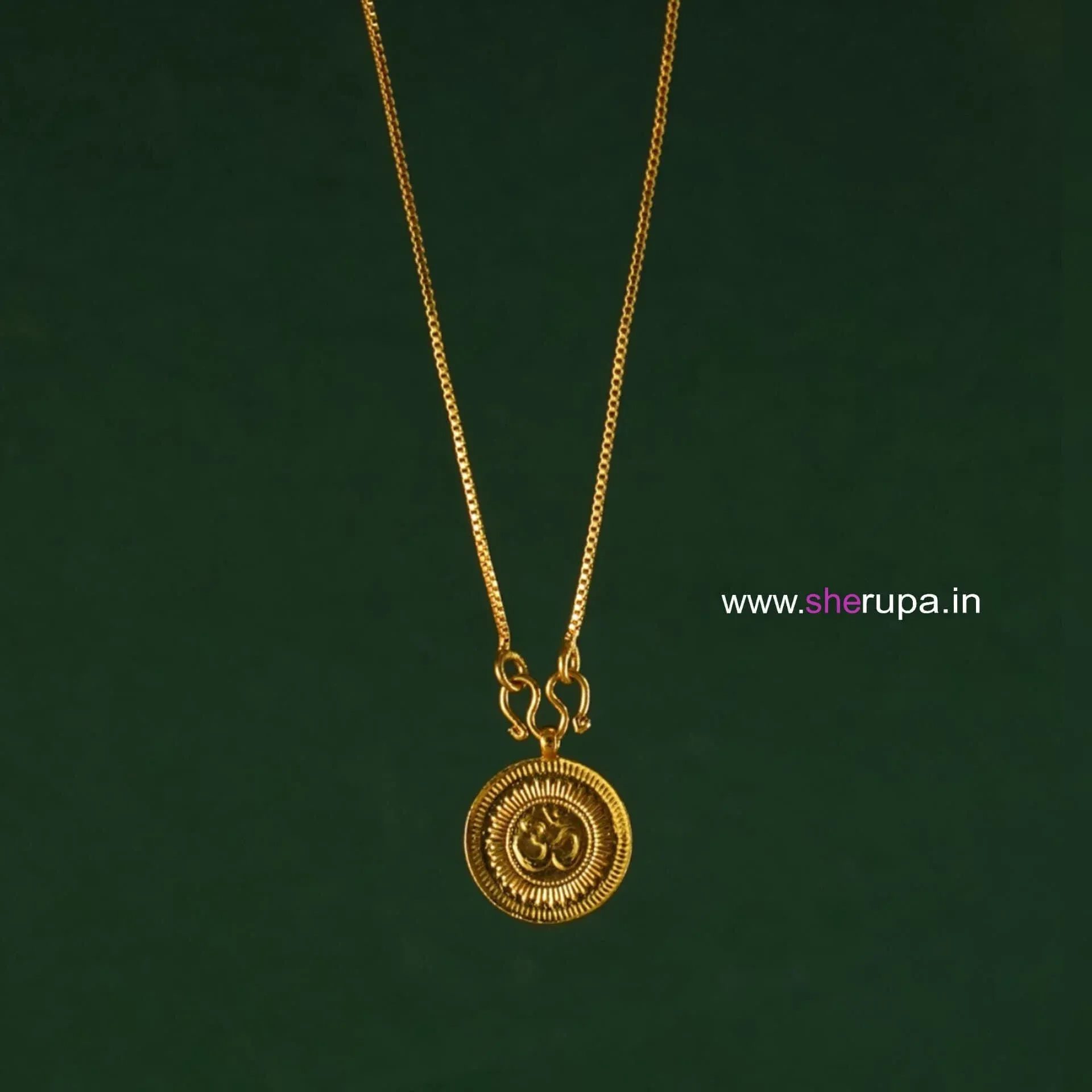 Gold Tone Om Pendant Chain for Men & Women – 18 Inch