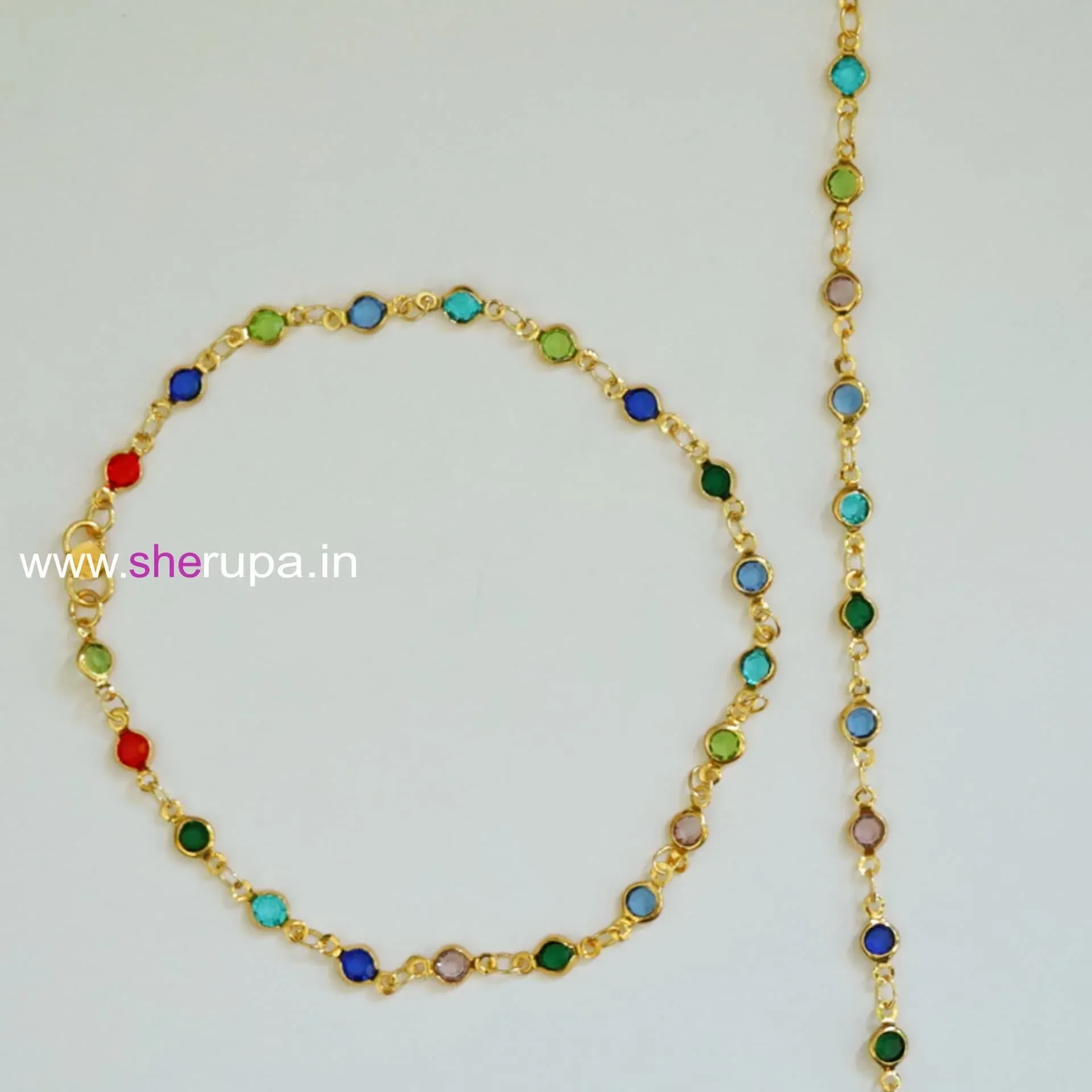 Multi Colour Gold Tone Anklet | Stylish Traditional Padasaram 1