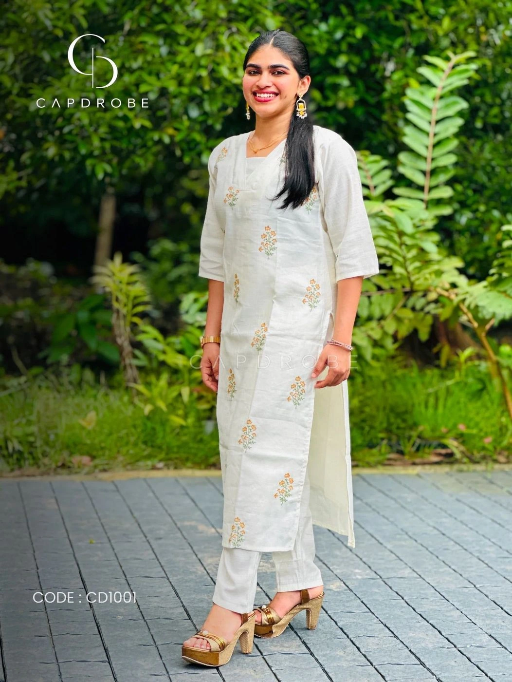 Ivory Floral kurti (Top Only)| Soft Cotton 2