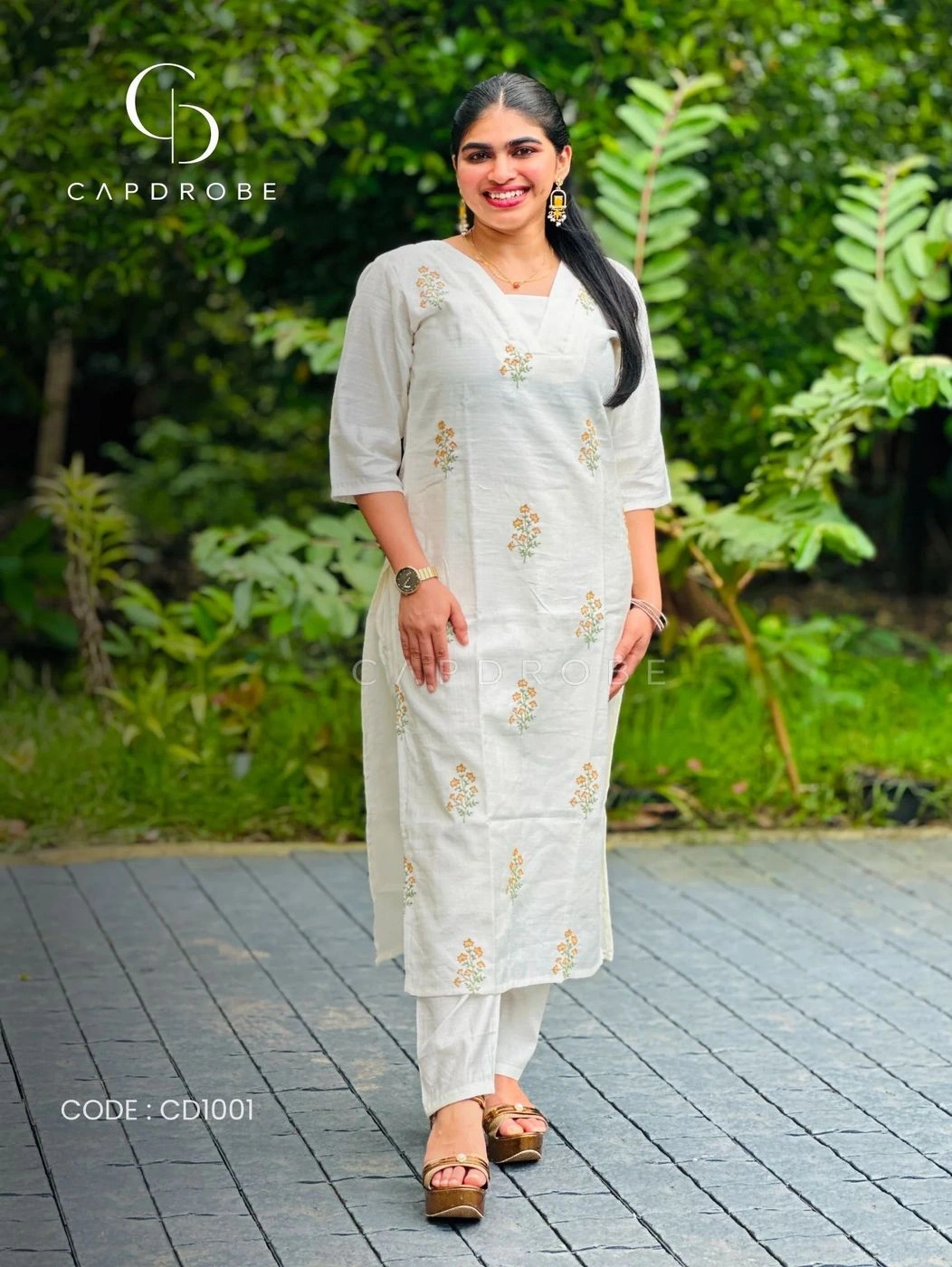 Ivory Floral kurti (Top Only)| Soft Cotton 3