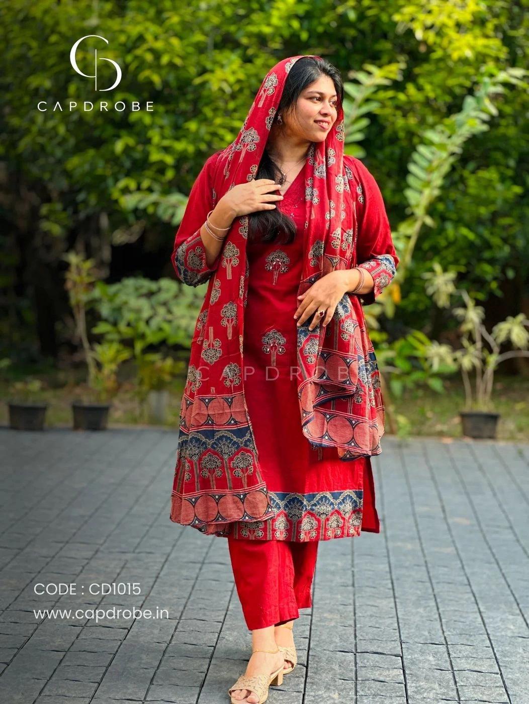 Red Colour Premium Mul cotton Kurti set with duppata| CD1015