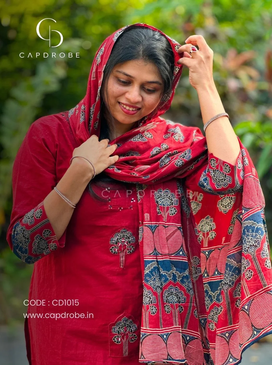 Red Colour Premium Mul cotton Kurti set with duppata| CD1015