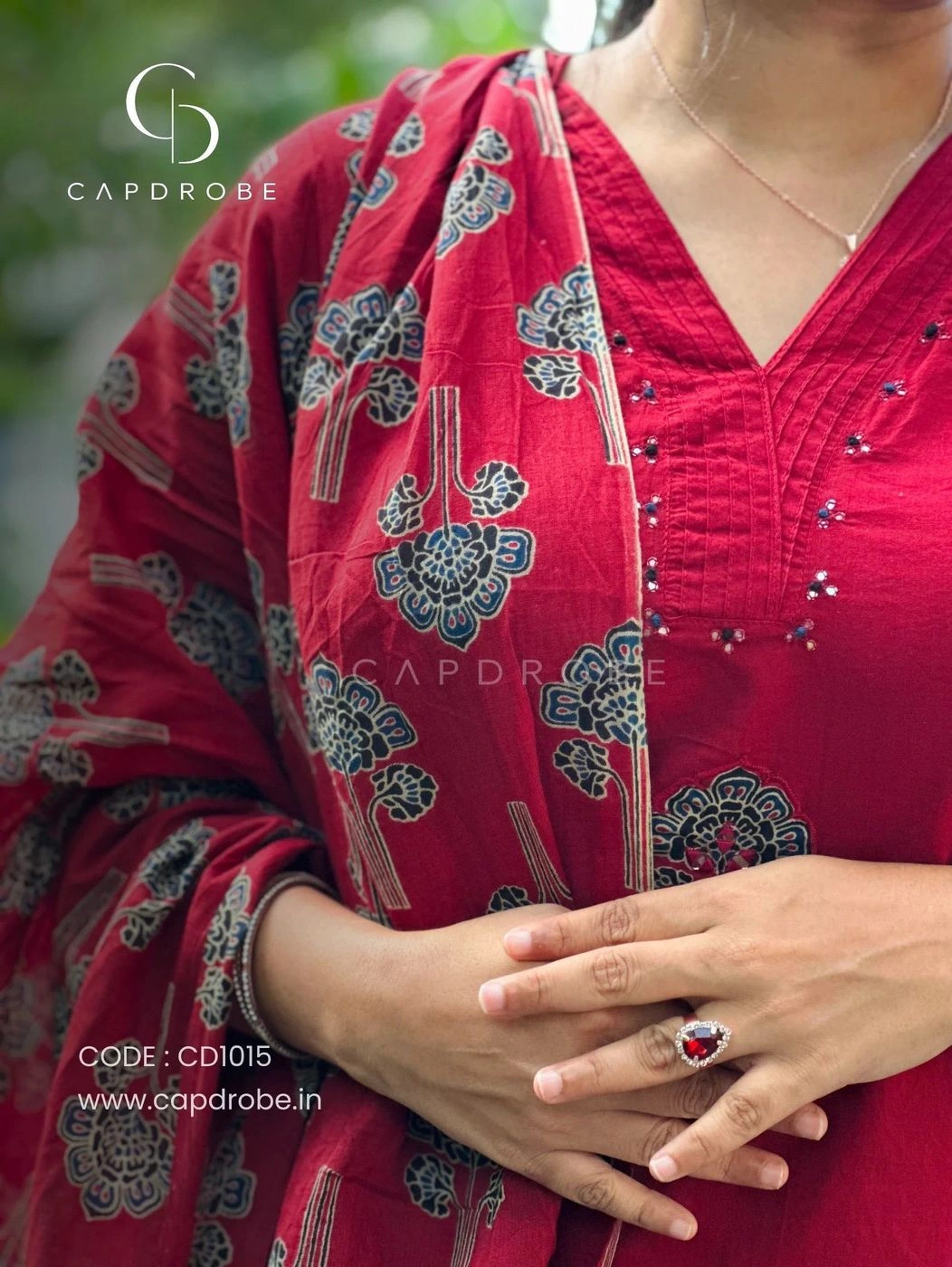Red Colour Premium Mul cotton Kurti set with duppata| CD1015 4