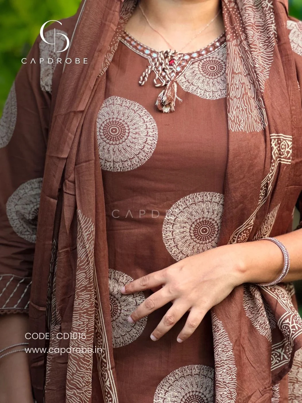 Brown Colour Premium Mul cotton Kurti set with dupatta |CD1016 3