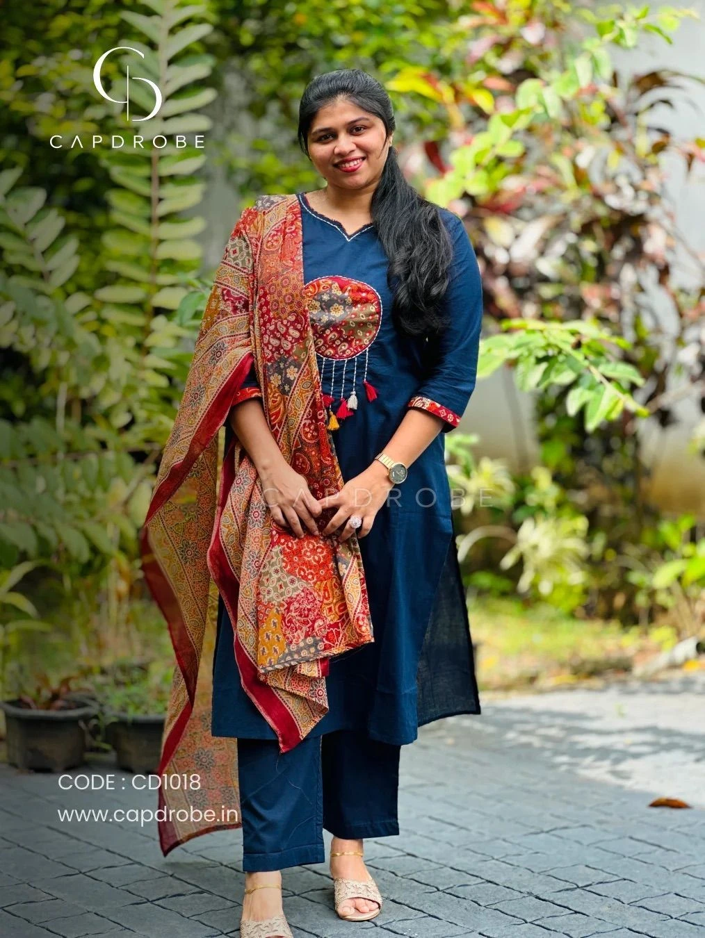 Blue Colour Premium Mul cotton Kurti set with dupatta | CD1018