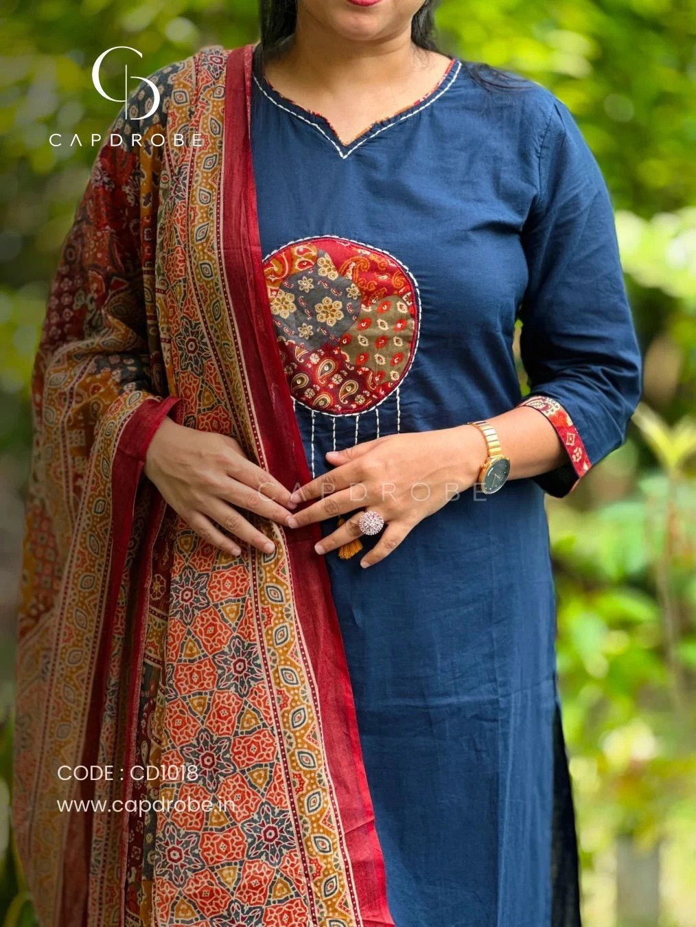 Blue Colour Premium Mul cotton Kurti set with dupatta | CD1018