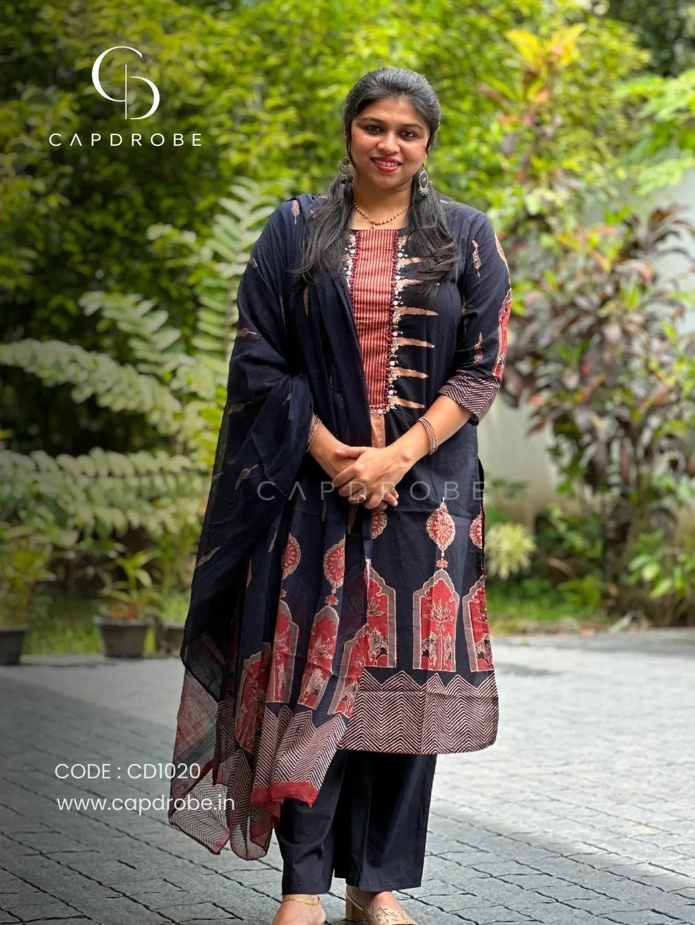 Navy Blue Colour Premium Mul Cotton Kurti set with duppata | CD1020