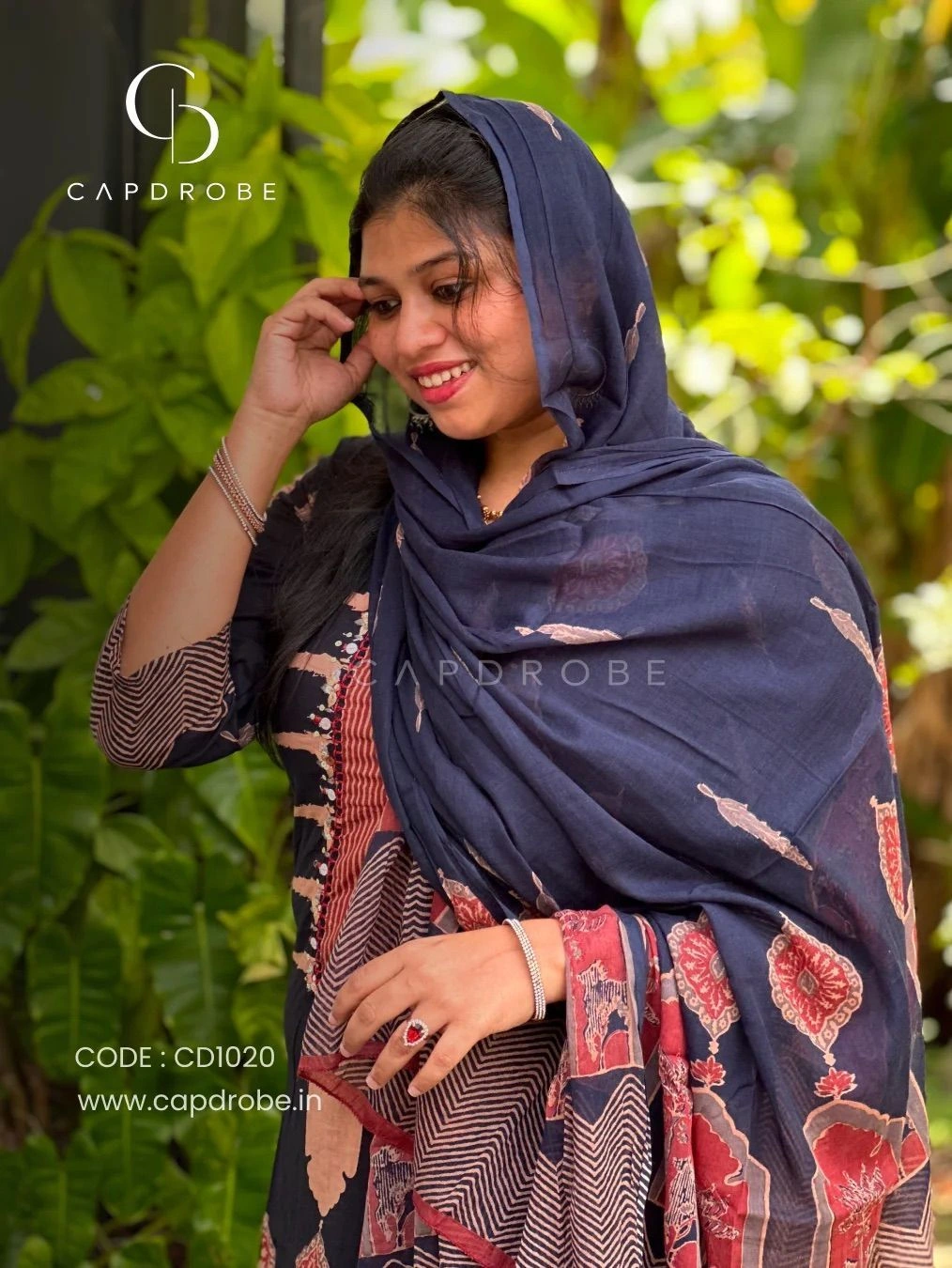 Navy Blue Colour Premium Mul Cotton Kurti set with duppata | CD1020 3