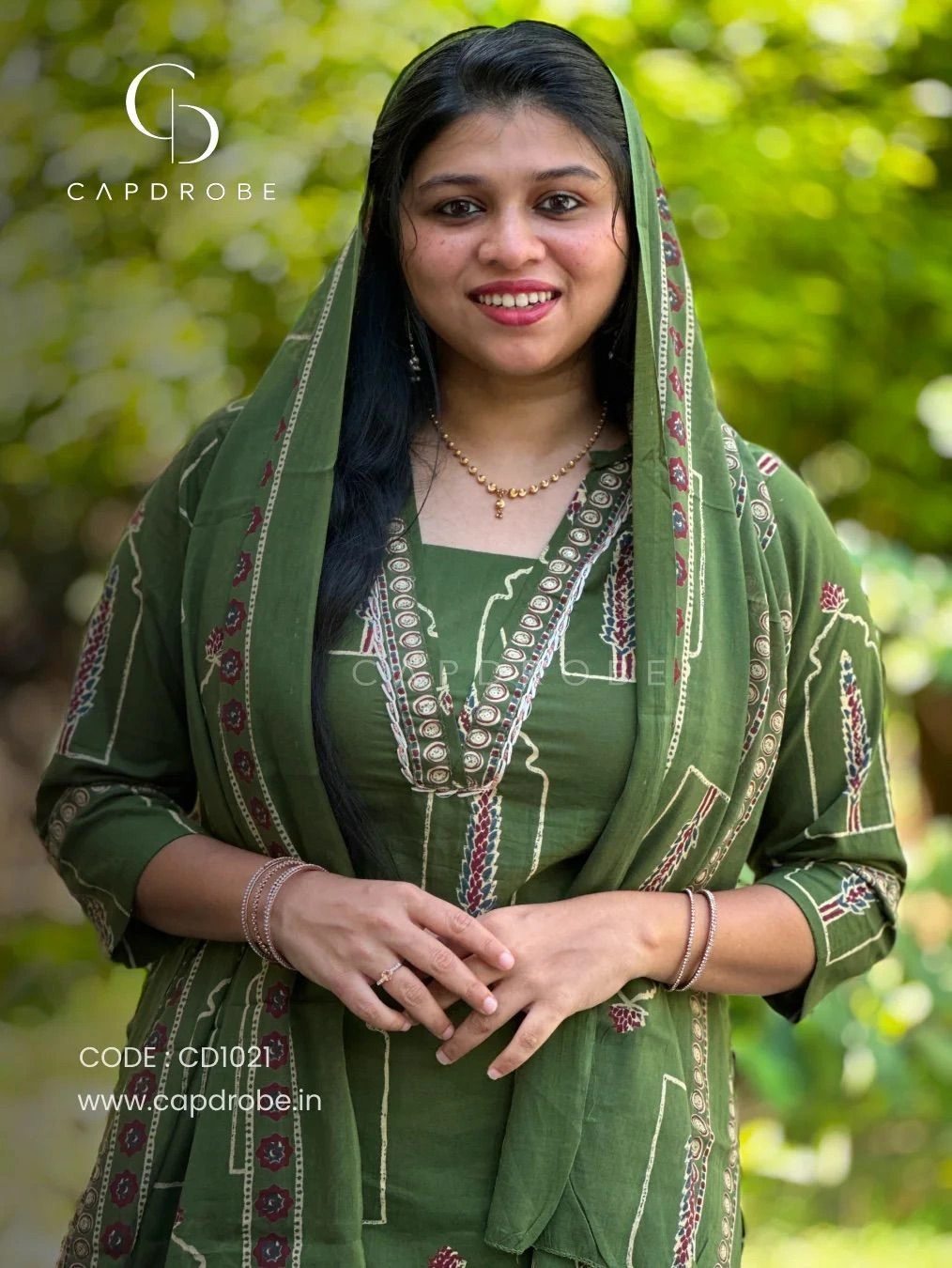 Green Colour Premium Mul Cotton Kurti set with duppata | CD1021