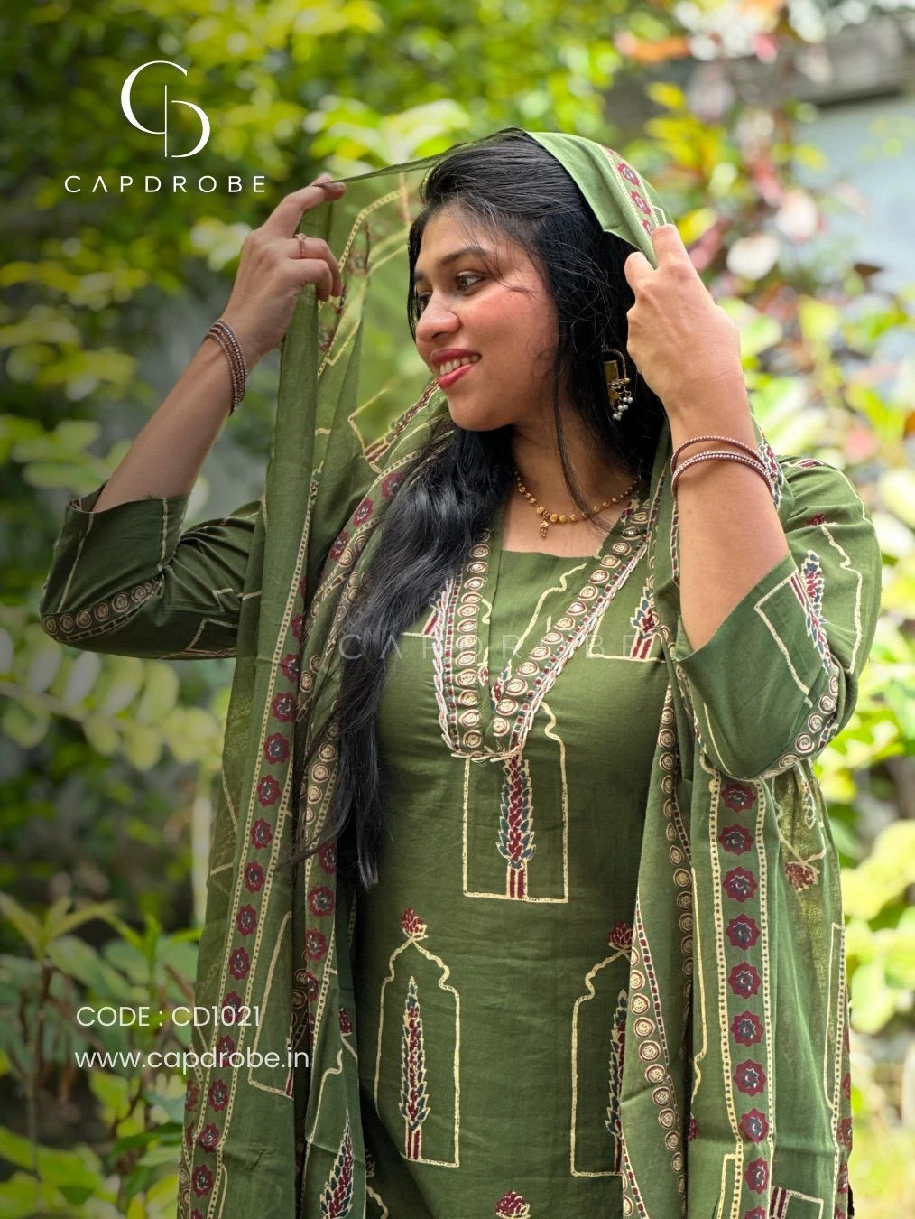 Green Colour Premium Mul Cotton Kurti set with duppata | CD1021 4