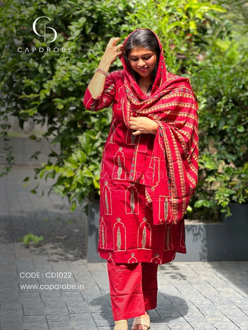 Maroon Colour Premium Mul Cotton Kurti set with duppata | CD1022