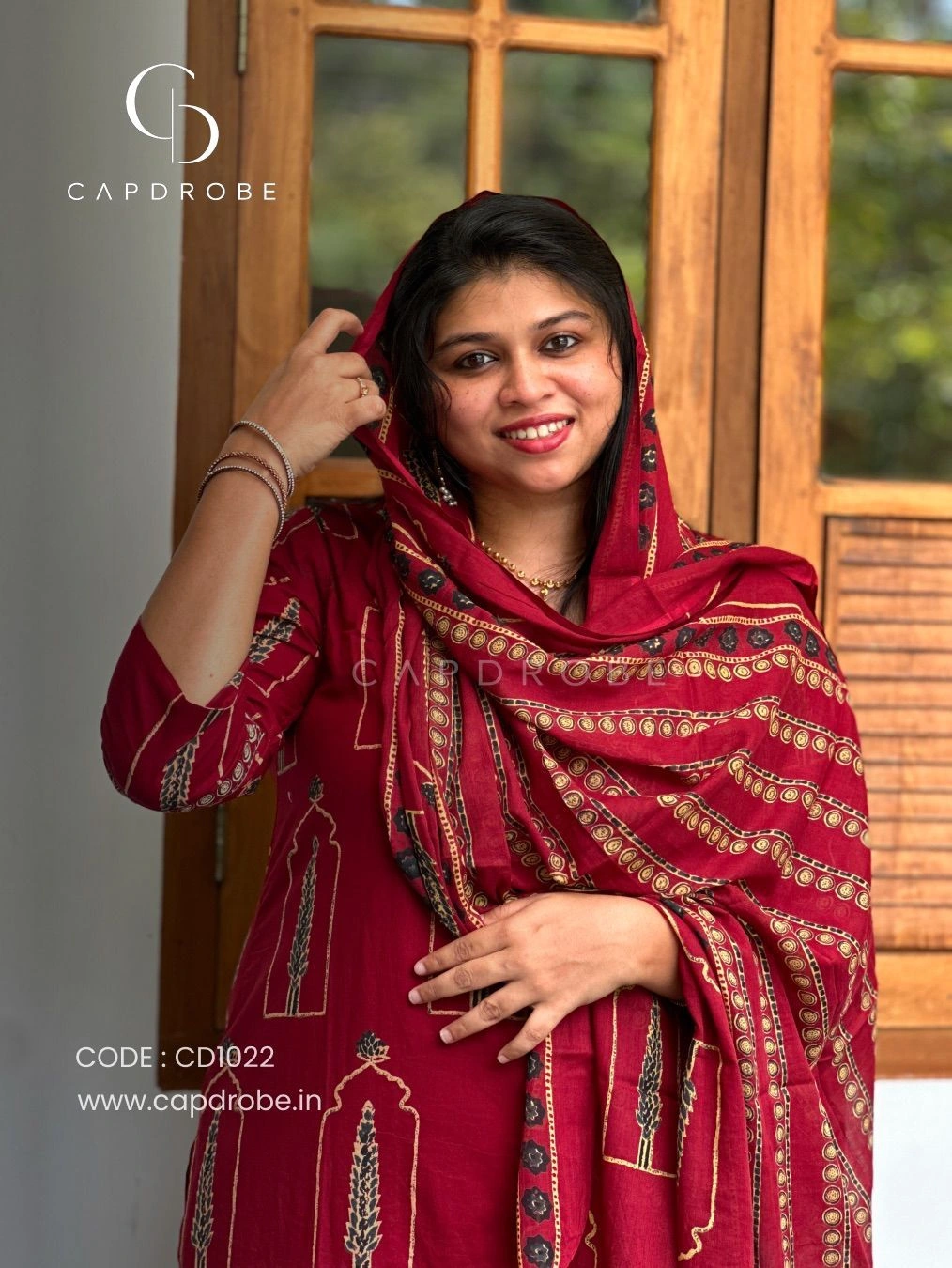 Maroon Colour Premium Mul Cotton Kurti set with duppata | CD1022 3