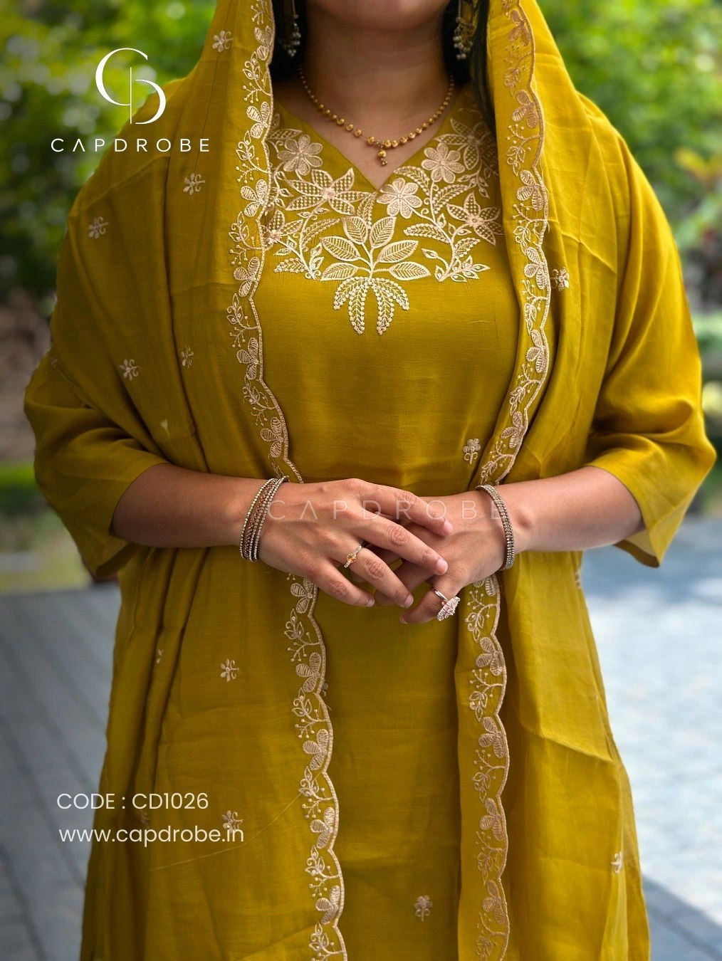Mustard Yellow Premium Mul Chanderi Kurta Set with Dupatta | CD1026 2