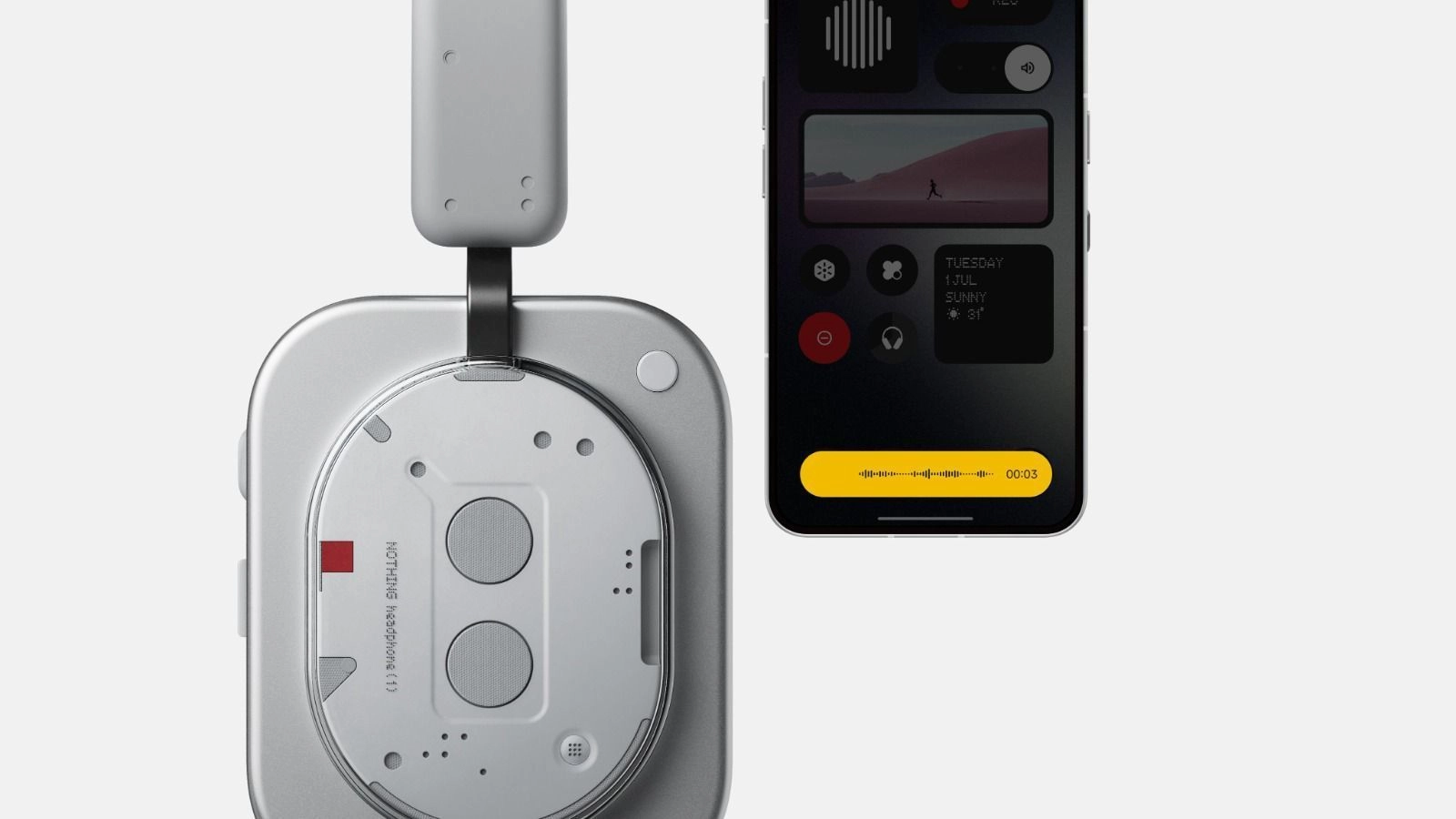 Nothing Headphone(1) 42dB ANC| Dual Device| Hi-Res+LDAC|40mm Driver|Sound by KEF Bluetooth & Wired Headset (White, On the Ear) 5