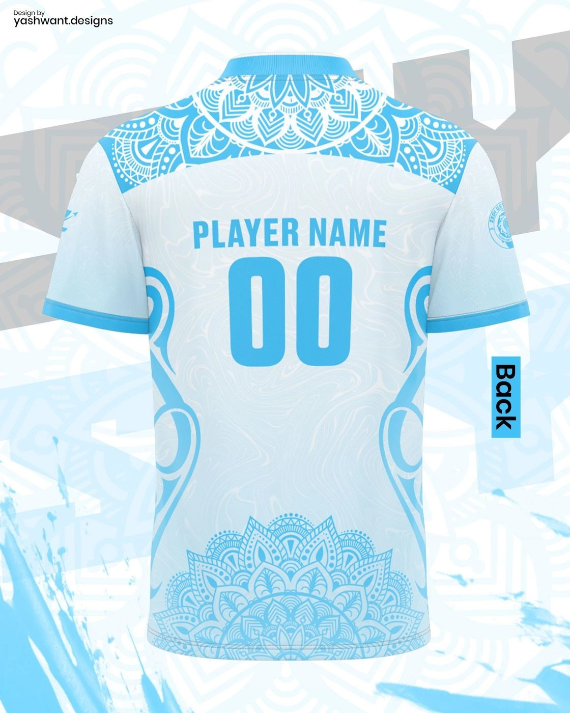 ZEDI Premium Sky Blue Printed Sports Jersey | Stylish Gaming & Sports T-Shirt 2