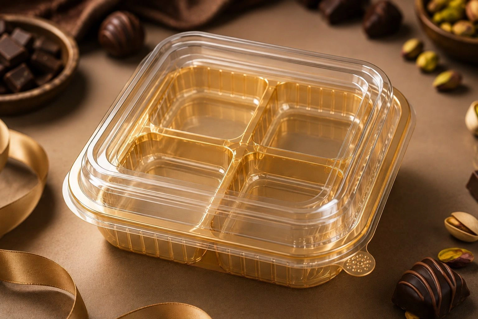 Plastic 4 Cavity Container with Lid (10 pc) 2