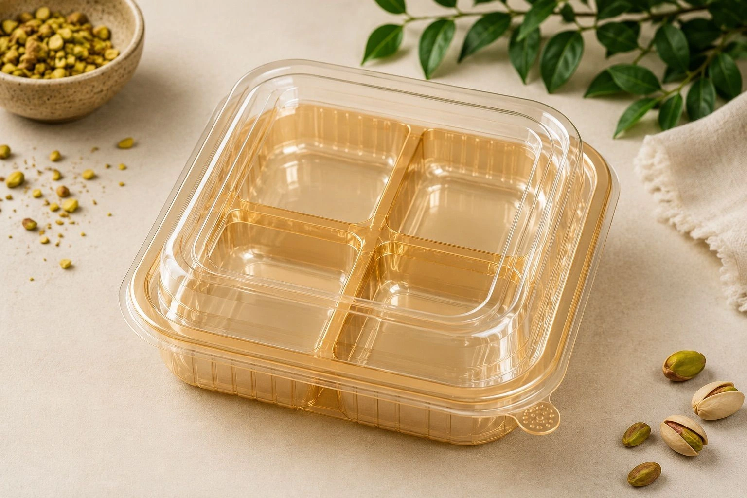 Plastic 4 Cavity Container with Lid (10 pc) 3