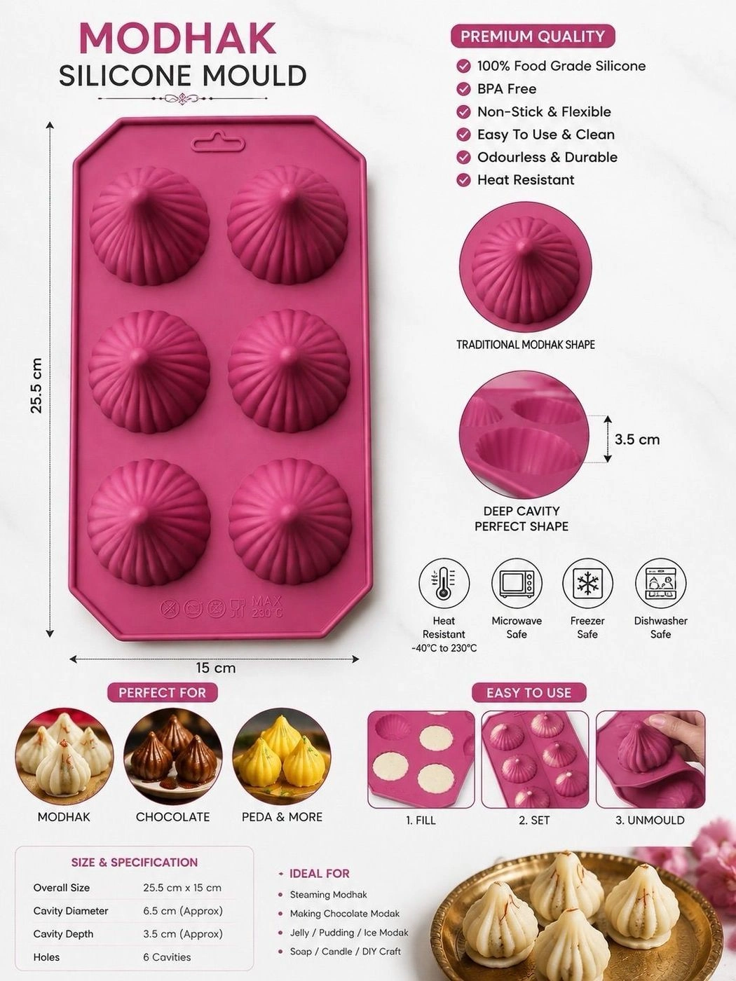 6 Cavity Modak Mould 2