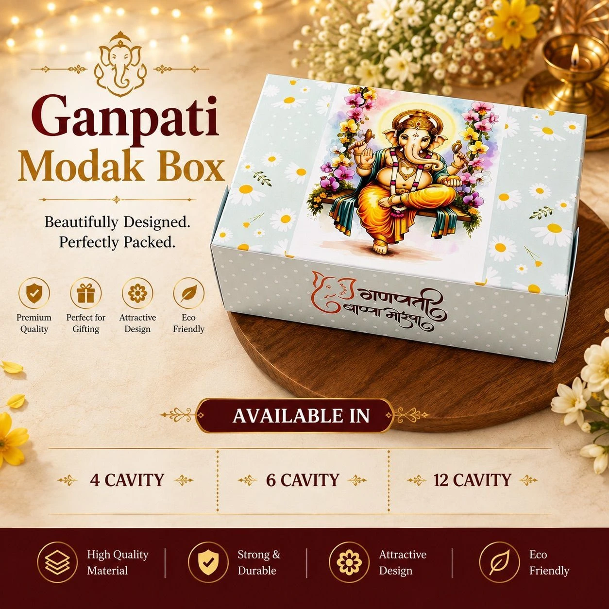 Ganpati special Edition Chocolate / Mithai Box 4 Cavity (10 pc) 2