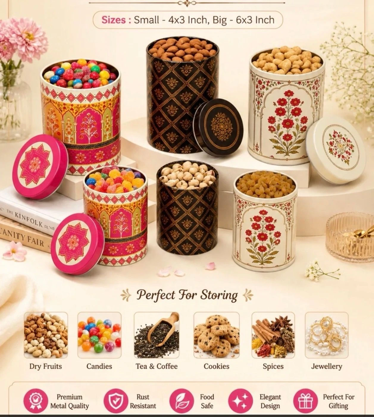 Tall Tin Jar Brown (3 x 6 inch) 5