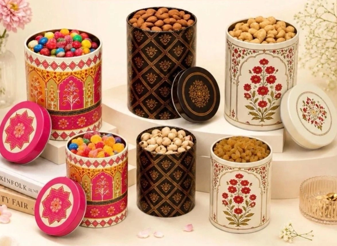 Small Tin jar Brown  (4 x 6inch) 2
