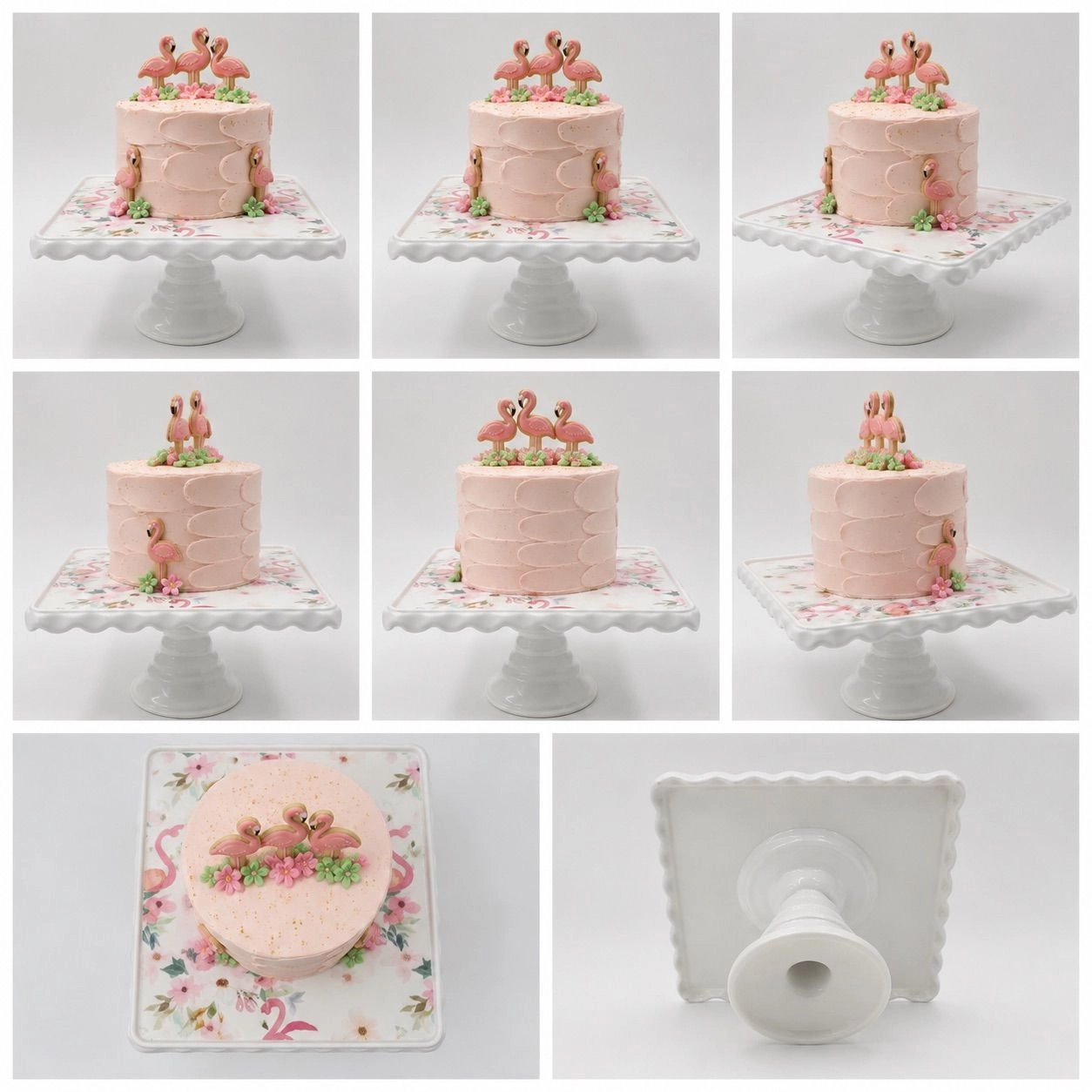 Square Floral White cake Stand 3