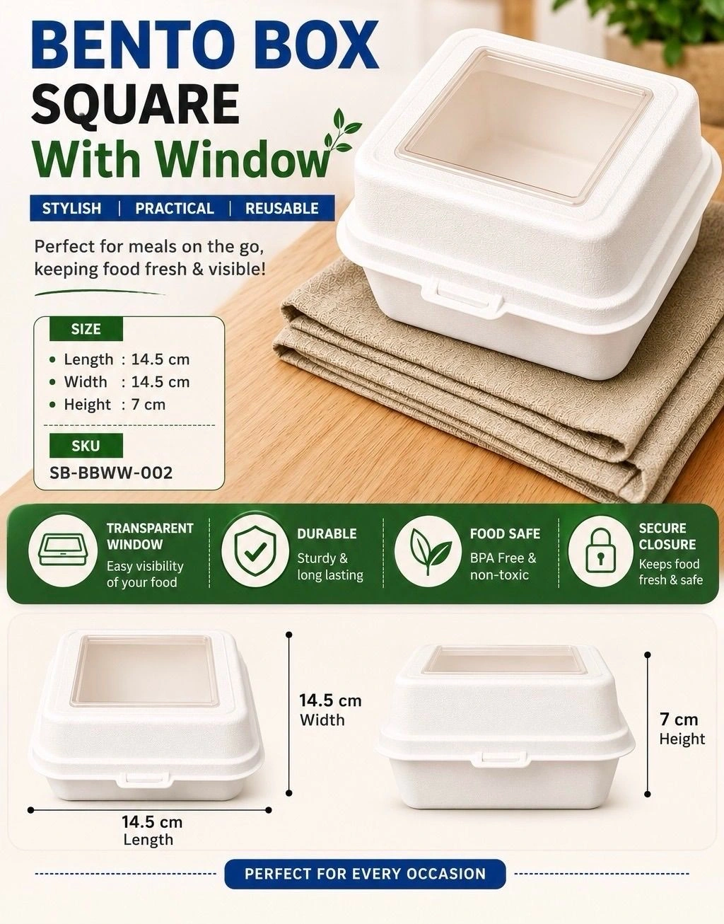 Bento Box Square with Window 10 pc 2