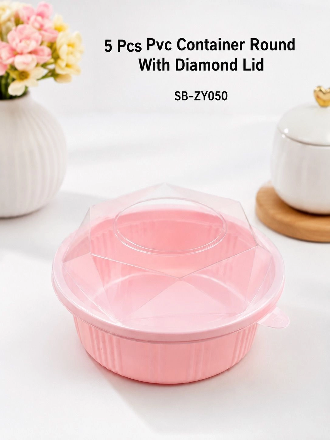 Pvc Container with Diamond Lid  5 pc 1