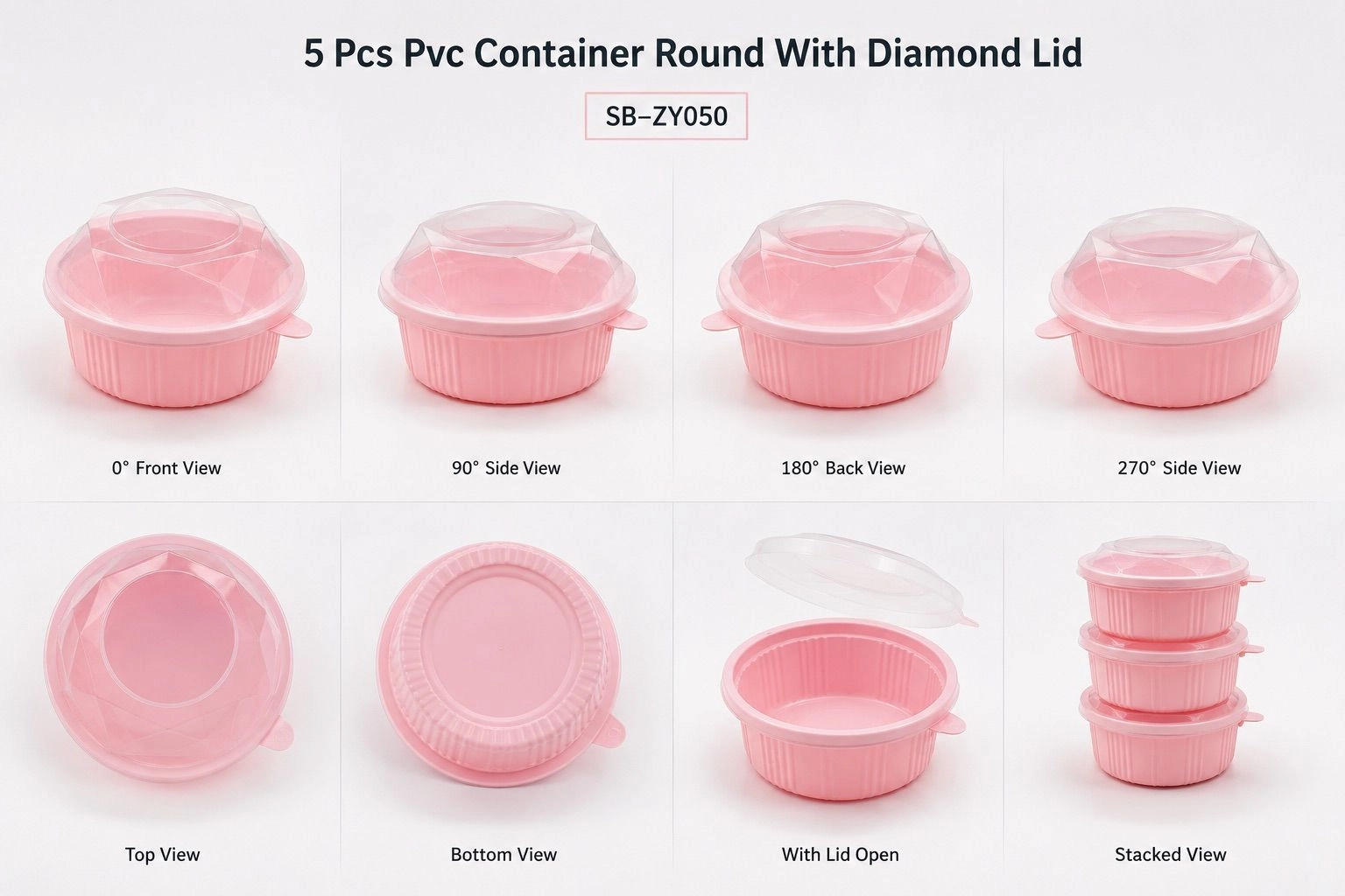 Pvc Container with Diamond Lid  5 pc 2