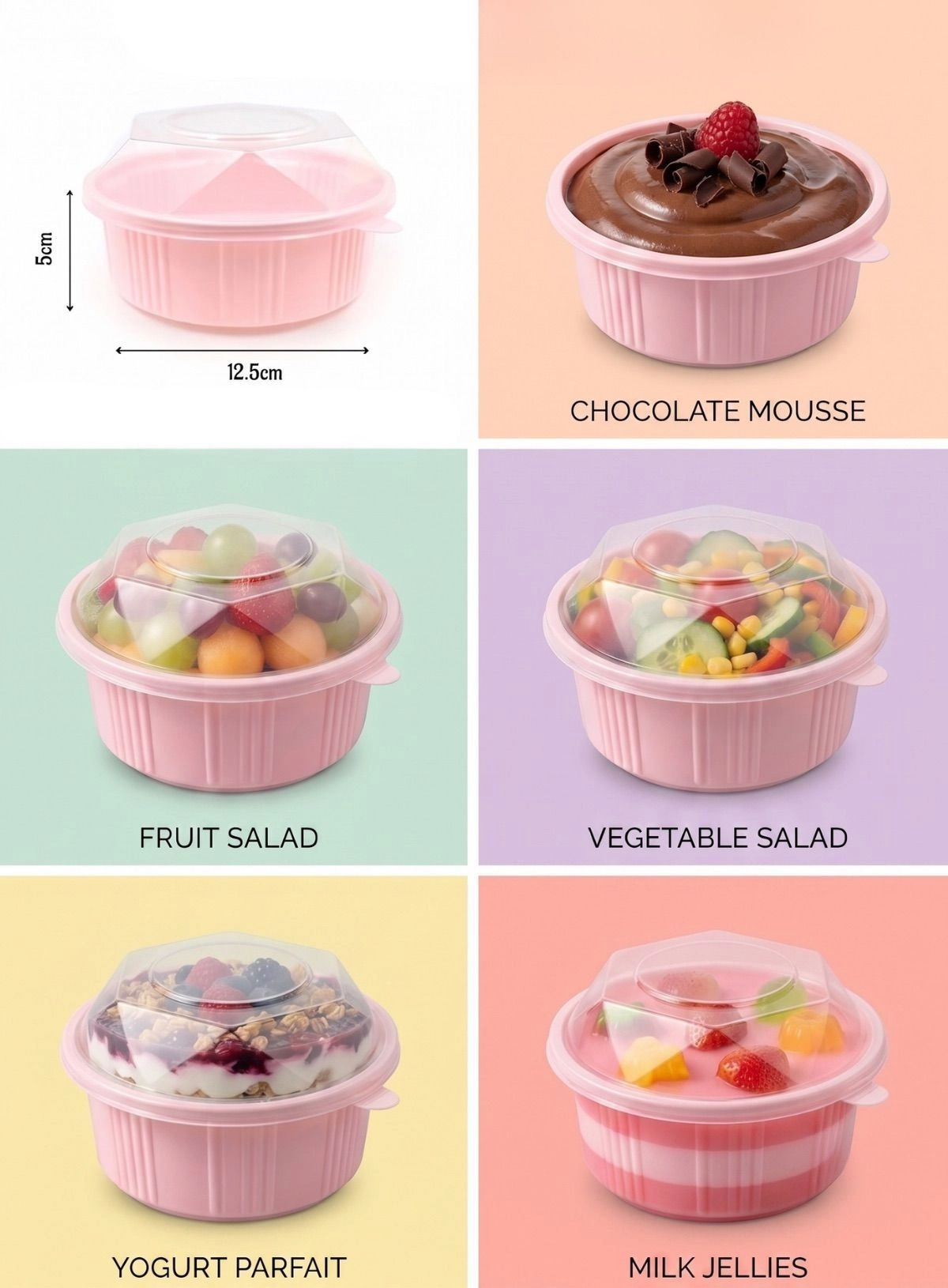 Pvc Container with Diamond Lid  5 pc 5