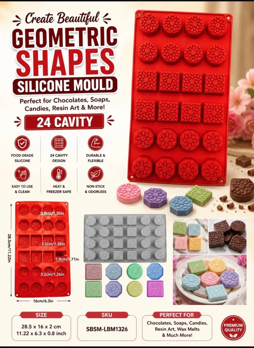 24 Cavity Geometric Shape silicon Mould 3