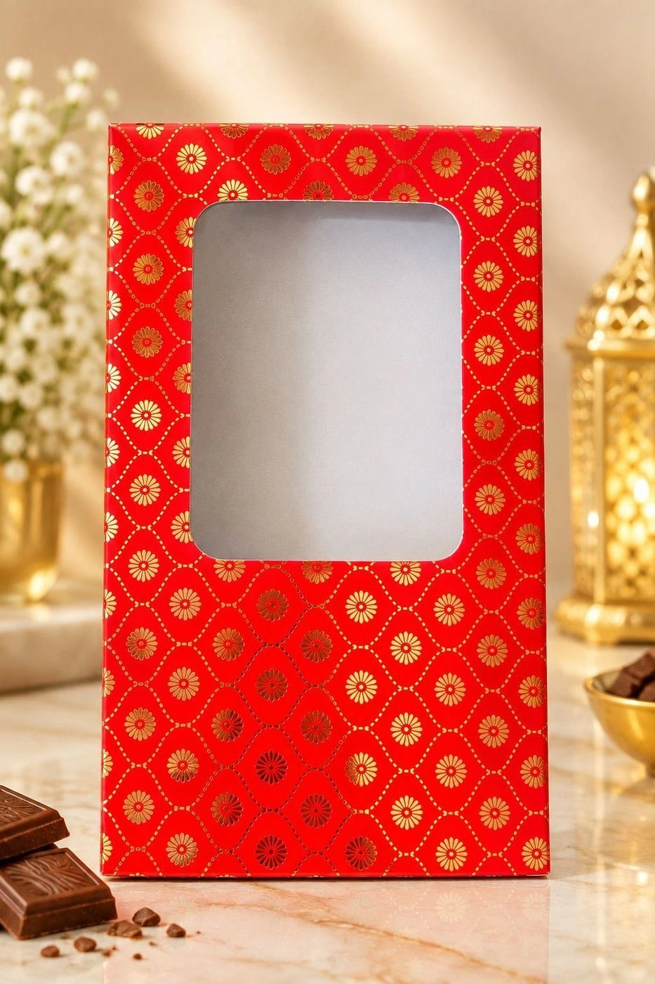 Premium Bar Chocolate Box (Big)  Coral Pink Dot