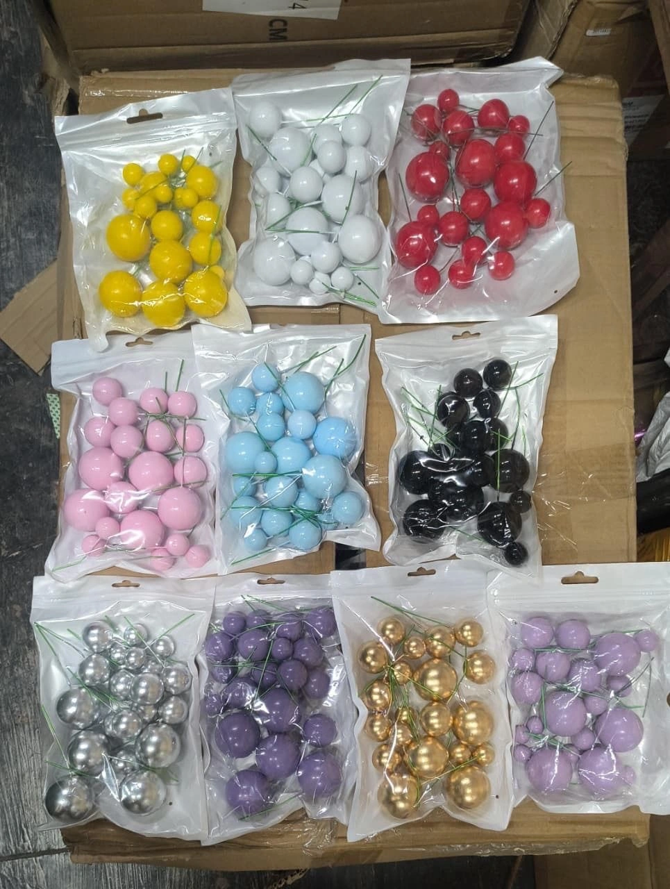 300 pcs Faux Balls Mix Colours Carton 2